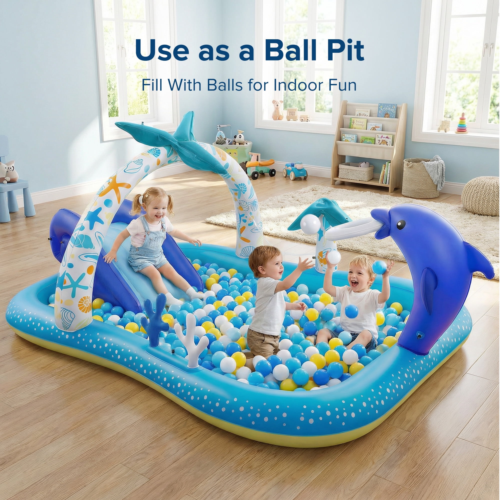 Sable Inflatable Rectangular Swimming Pool for Kids and Family, Durable Outdoor Backyard Pool (Blue, 95 x 75 x 40 in) 76obk