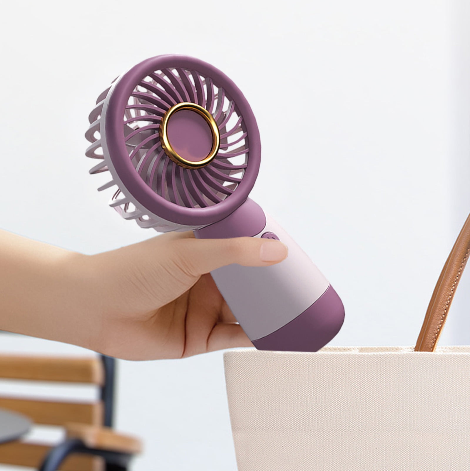 Fnochy Handheld Portable Mini Fan USB Rechargeable Desktop Cooling Fan (Gray, 6.0 in) 5miz3