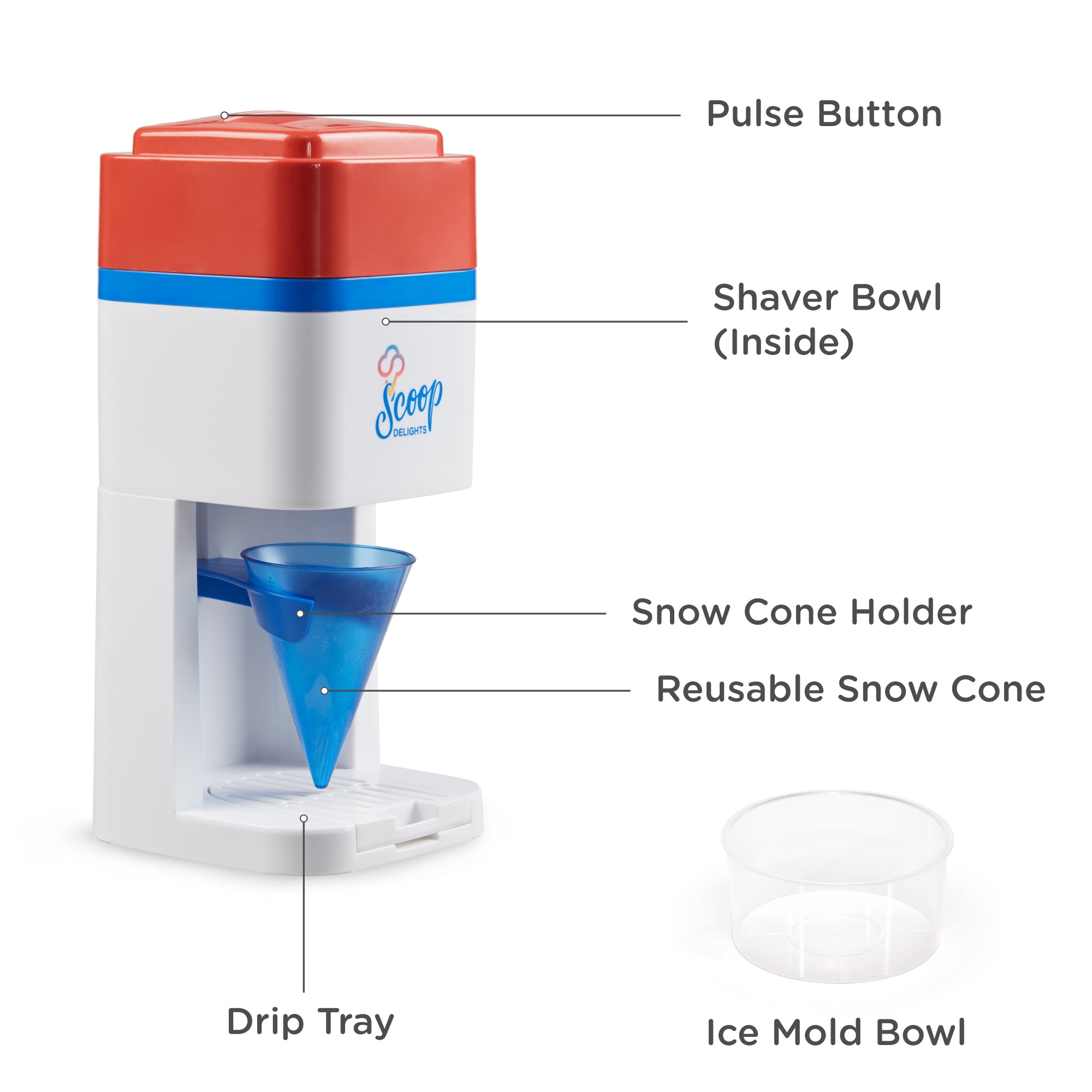 Regency Heights Electric Snow Cone Shaved Ice Maker, Professional Slushie Machine for Frozen Treats (Red, 1 Unit) 417yc