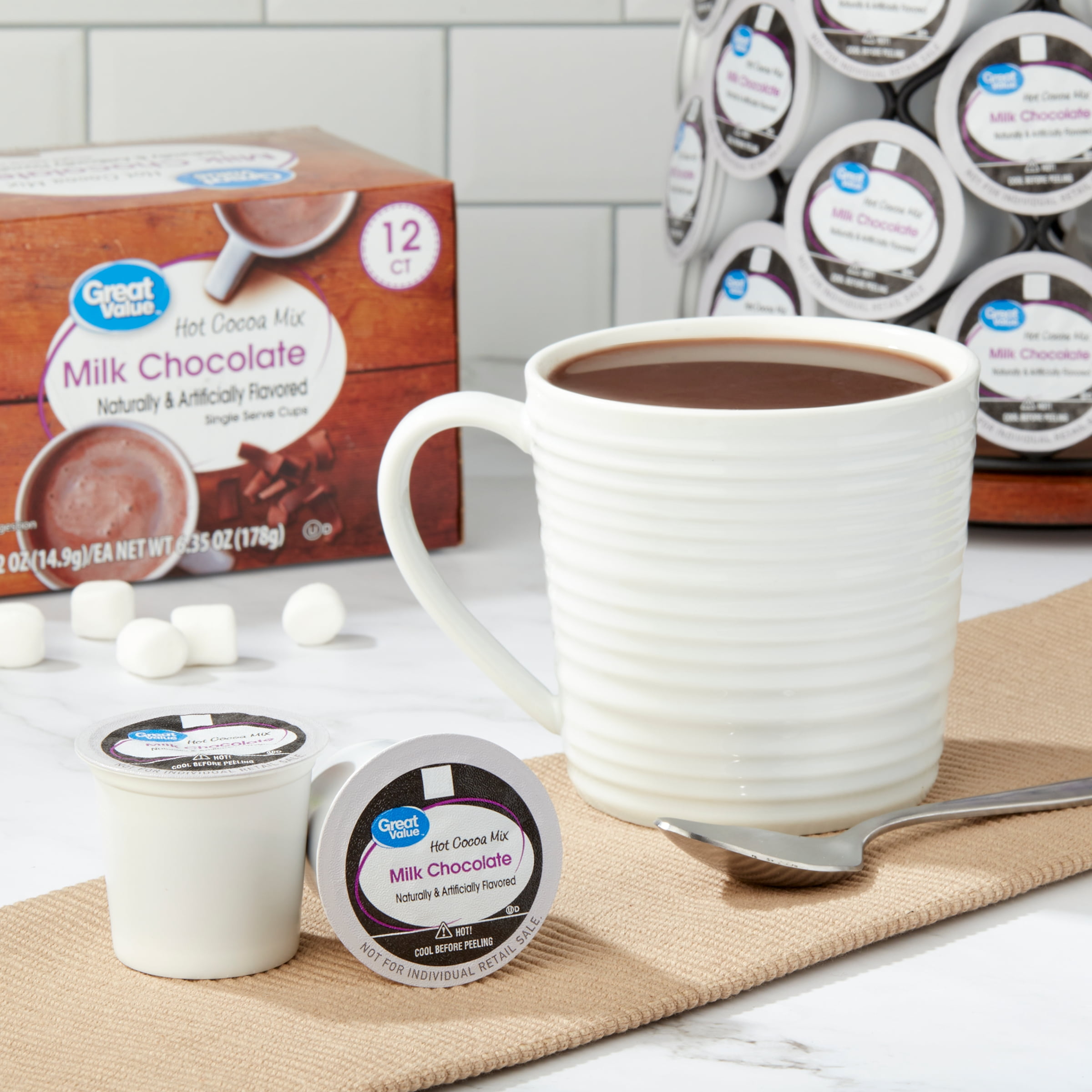 Great Value Milk Chocolate Hot Cocoa Mix (Rich Creamy Flavor, 12 Count Single Serve Cups) rrdjs