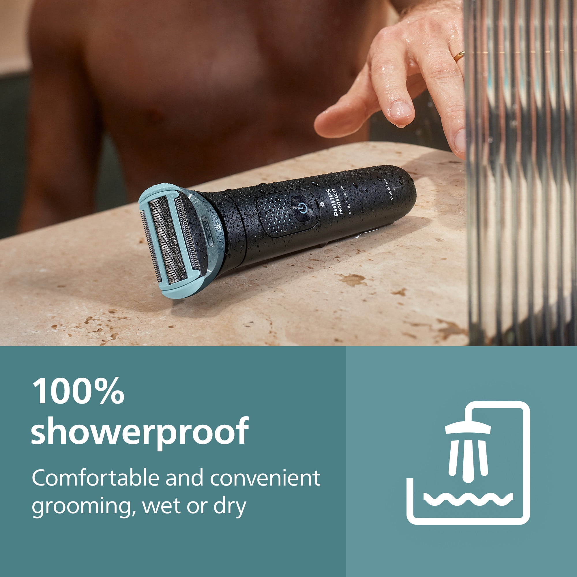 Philips Norelco Body Groomer 9000 Series, Full Body Hair Trimmer and Intimate Shaver System with UV Sanitizer and Back Attachment (Black, 11 Length Settings) szom3