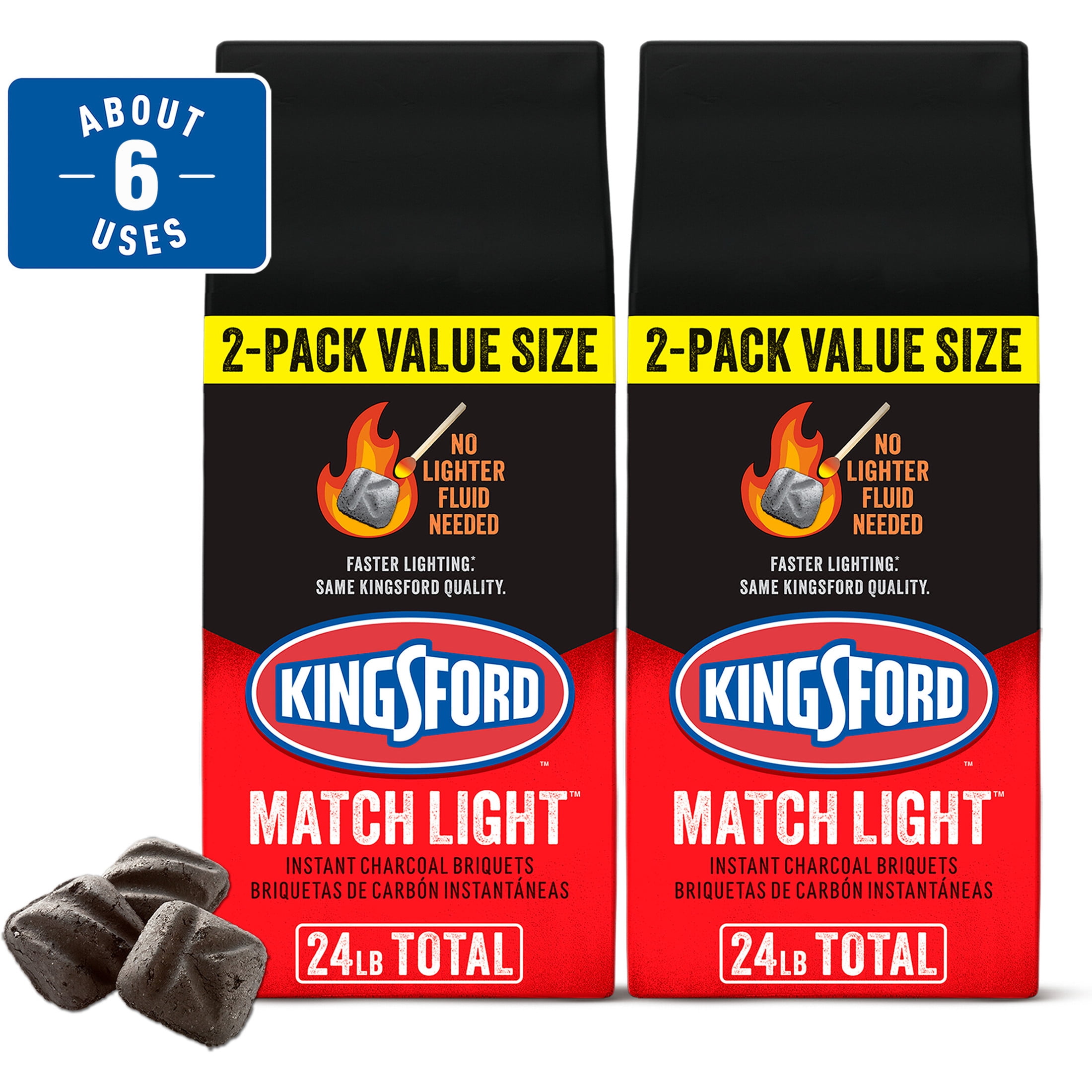 Kingsford Match Light Charcoal Briquets, Fast-Lighting BBQ Fuel (24 lb, 2 Pack) ypa38
