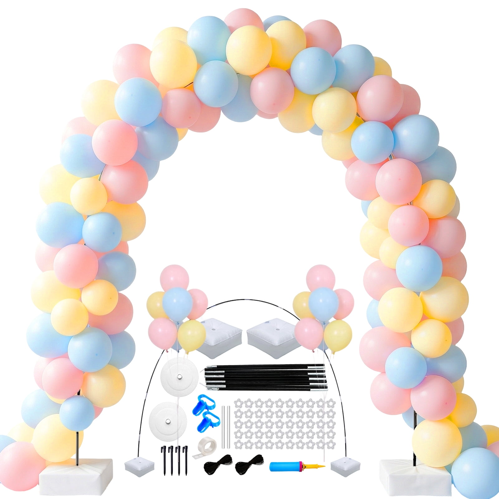 Kicpot Balloon Arch Kit with Stand, Professional Party Garland Set for Weddings and Baby Showers (Yellow, 10ft x 9ft) 5okx7