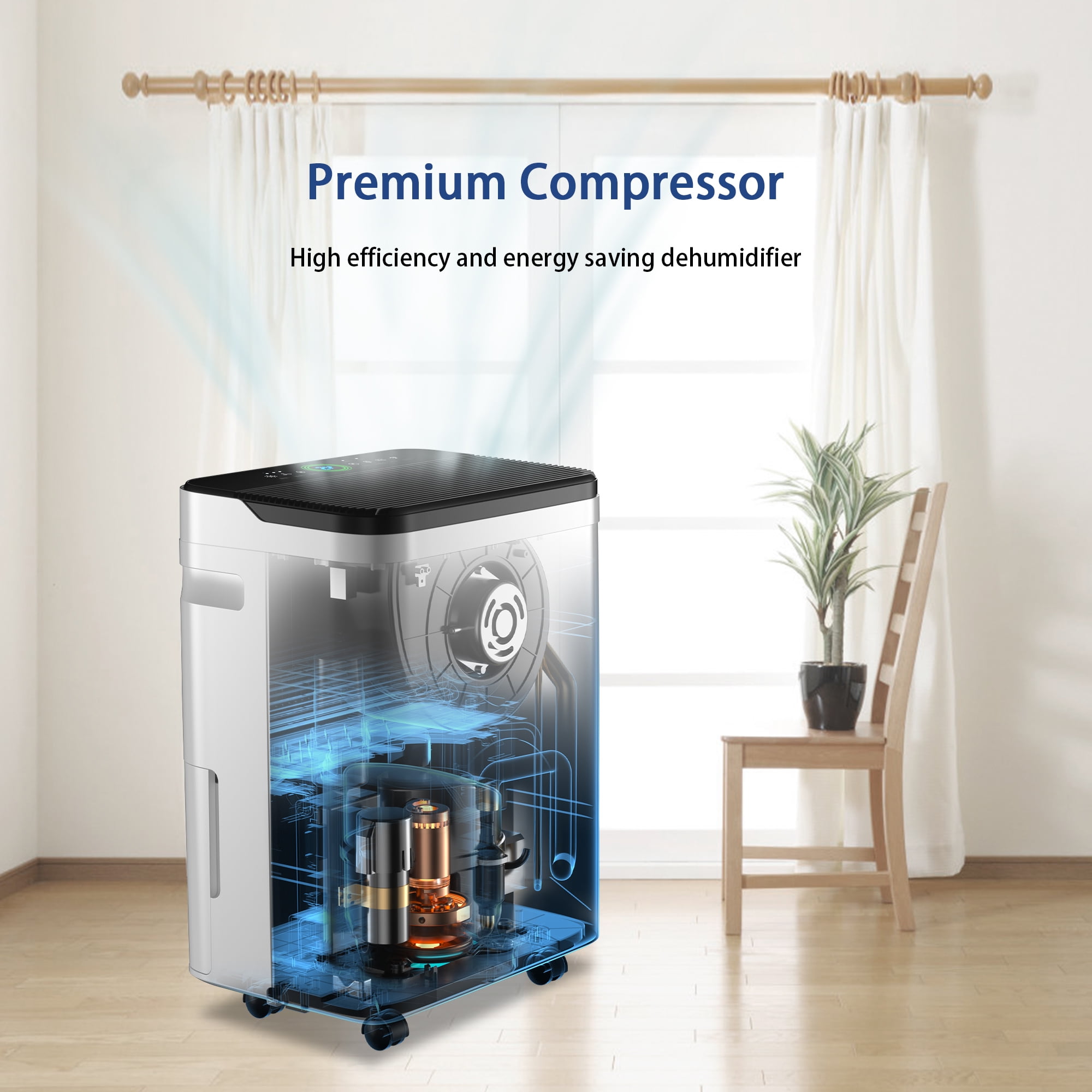 HUMSURE 70 Pint Dehumidifier for Basements and Large Rooms, High-Efficiency Moisture Removal (White, 4500 Sq. Ft) a6lcb