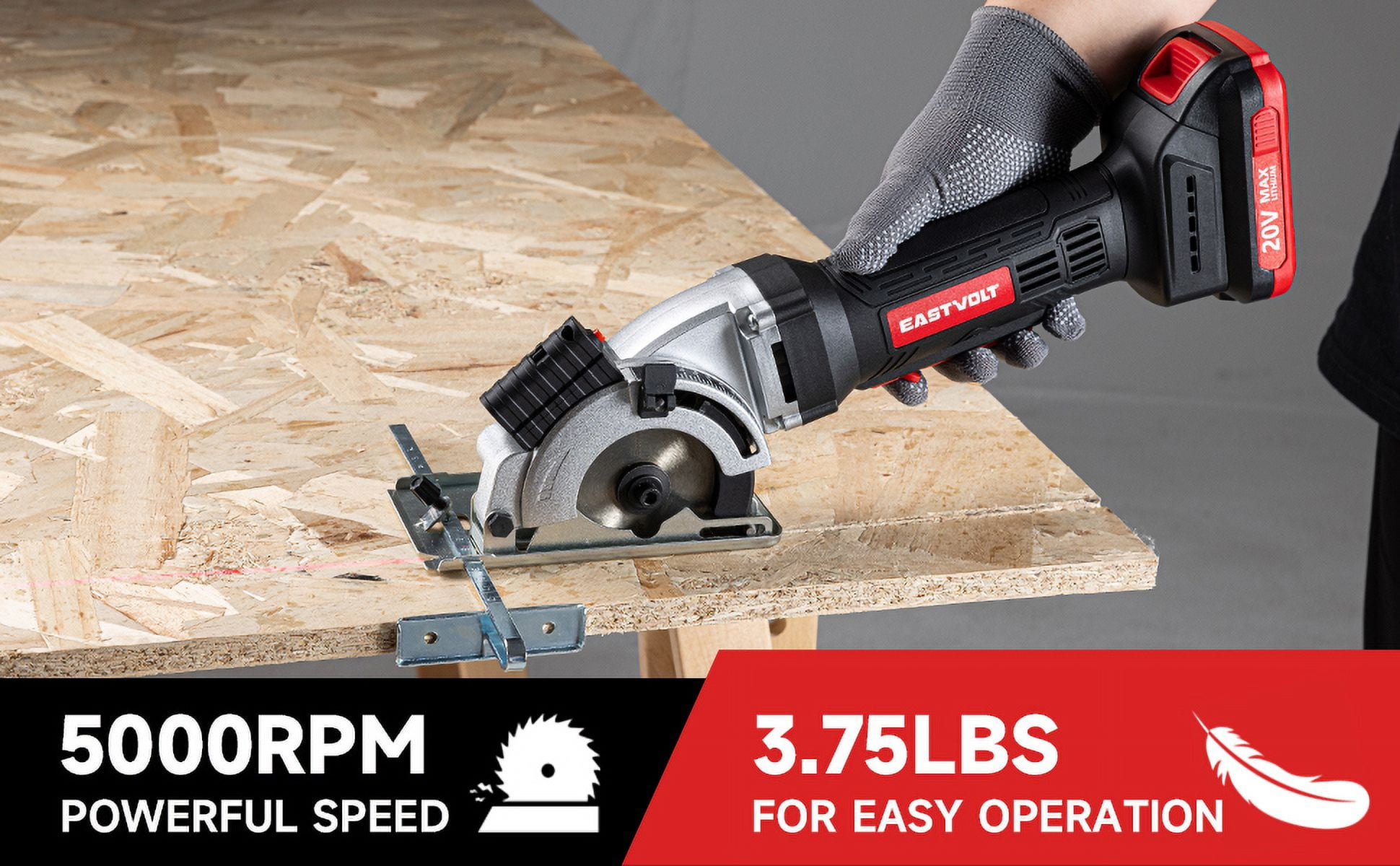 Eastvolt 20V Cordless Circular Saw, Compact Power Tool for Wood and Tile (3.37 in, 4500 RPM) gl1hn
