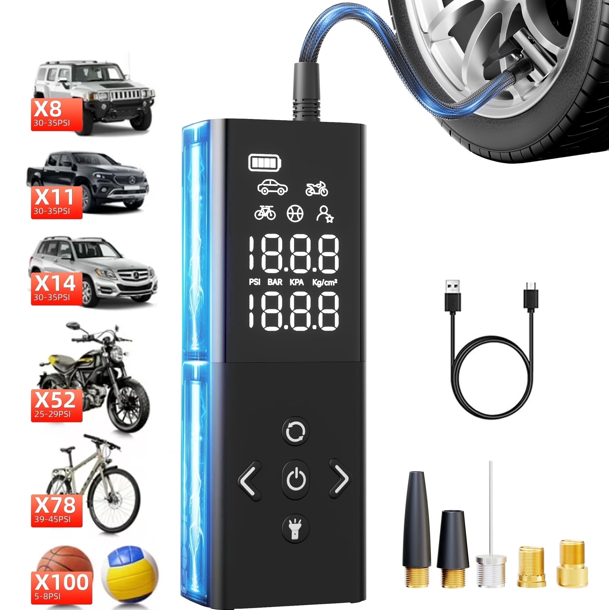 Gooloo AP150 Cordless Tire Inflator Portable Air Compressor, 150 PSI Digital Pump for Car Tires (Black, 6000mAh) 2yewd