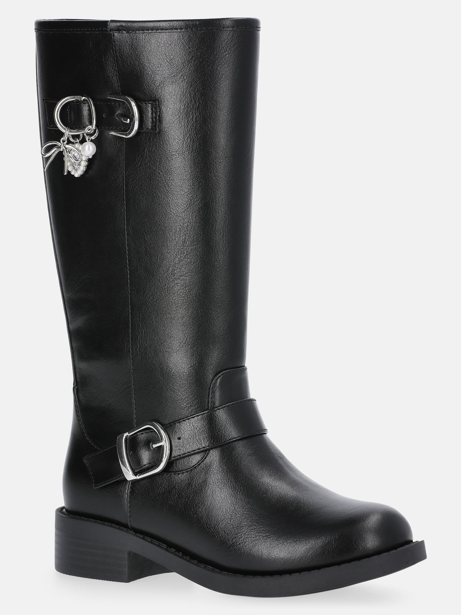 Madden NYC Girls Moto Boots Fashion Ankle Booties with Buckle Straps (Black, 4 US Big Kid) voduz