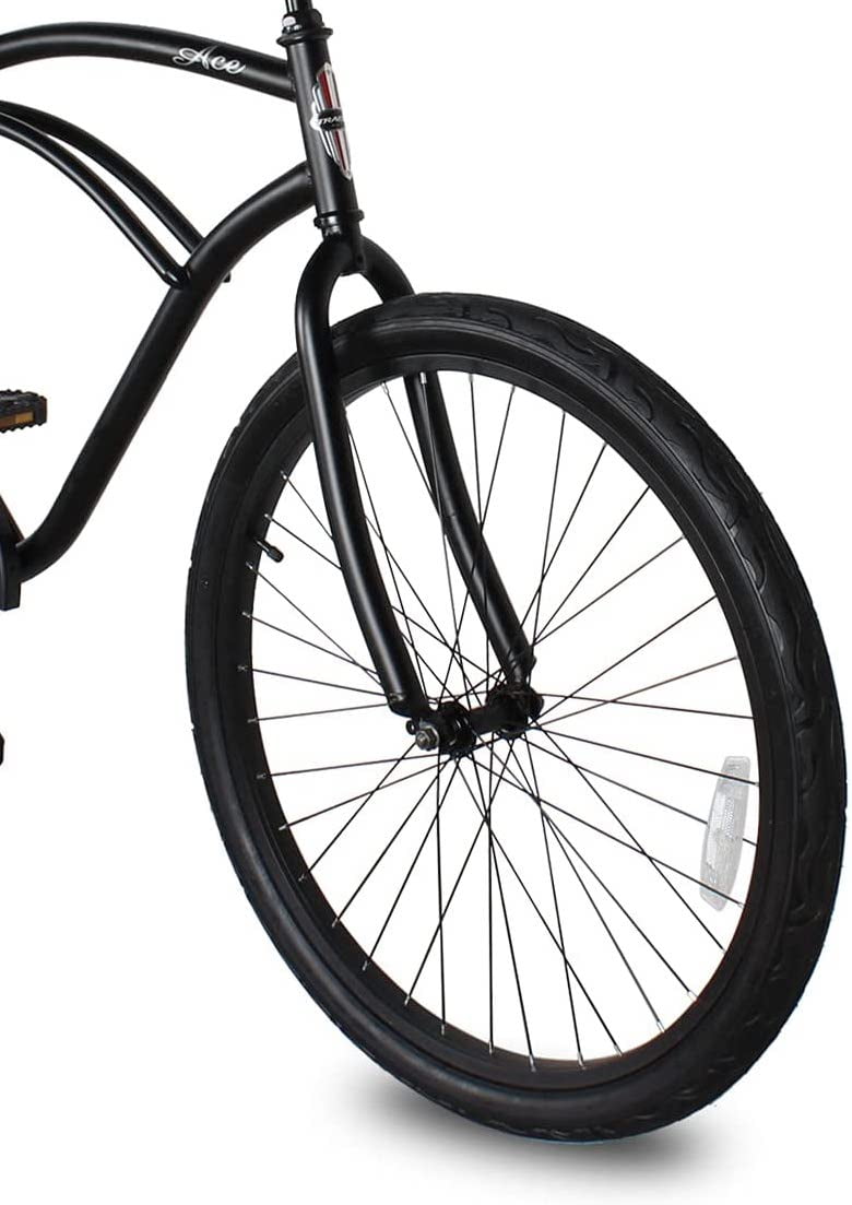 Wonder Wheels 26 in. Beach Cruiser Single Speed Bicycle (Matte Black, 26 in.) ouezi