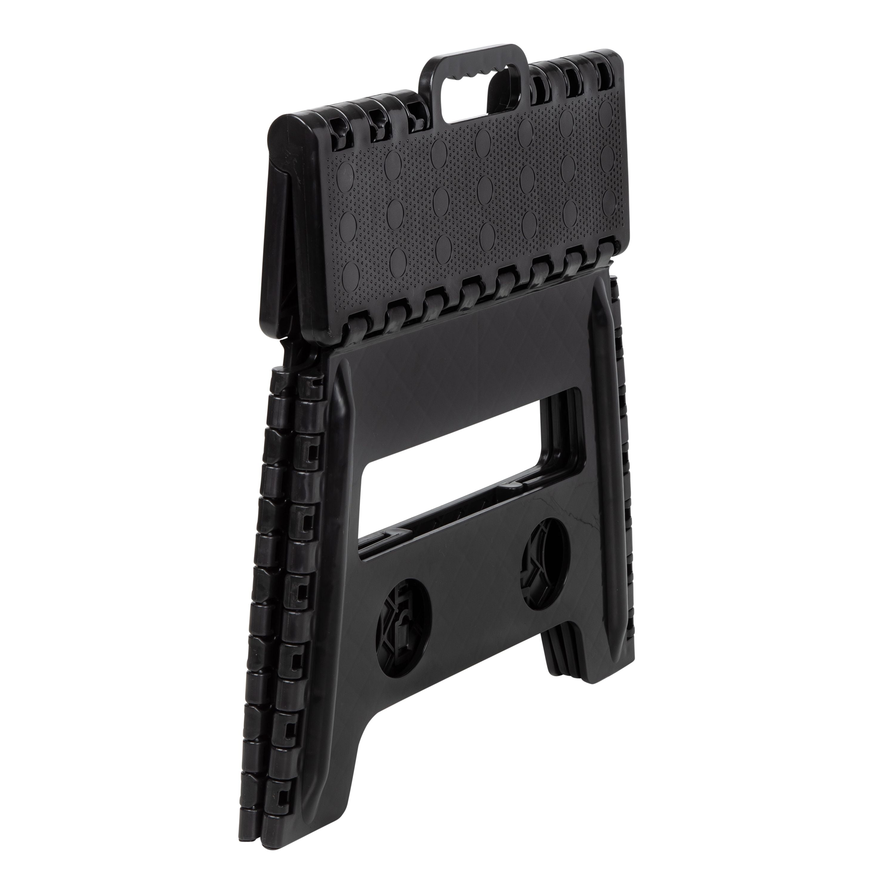 Mainstays One Step Folding Step Stool, Heavy-Duty Non-Slip Platform (Black, 13.7 in x 9.05 in x 12 in) cpfal