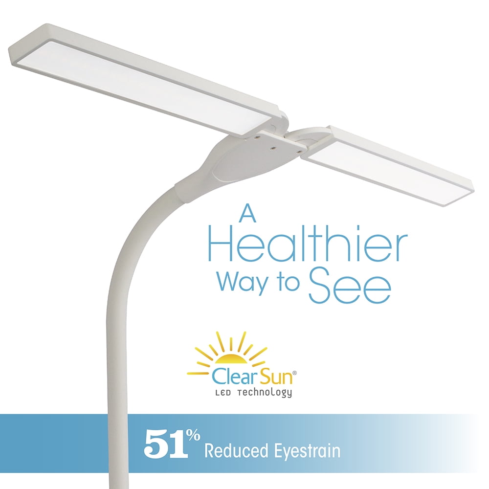 OttLite Wellness Series Pivot LED Desk Lamp with Dual Shades, Touch Activated Controls, Dimmable Lighting (White, 26 in Height) otoso