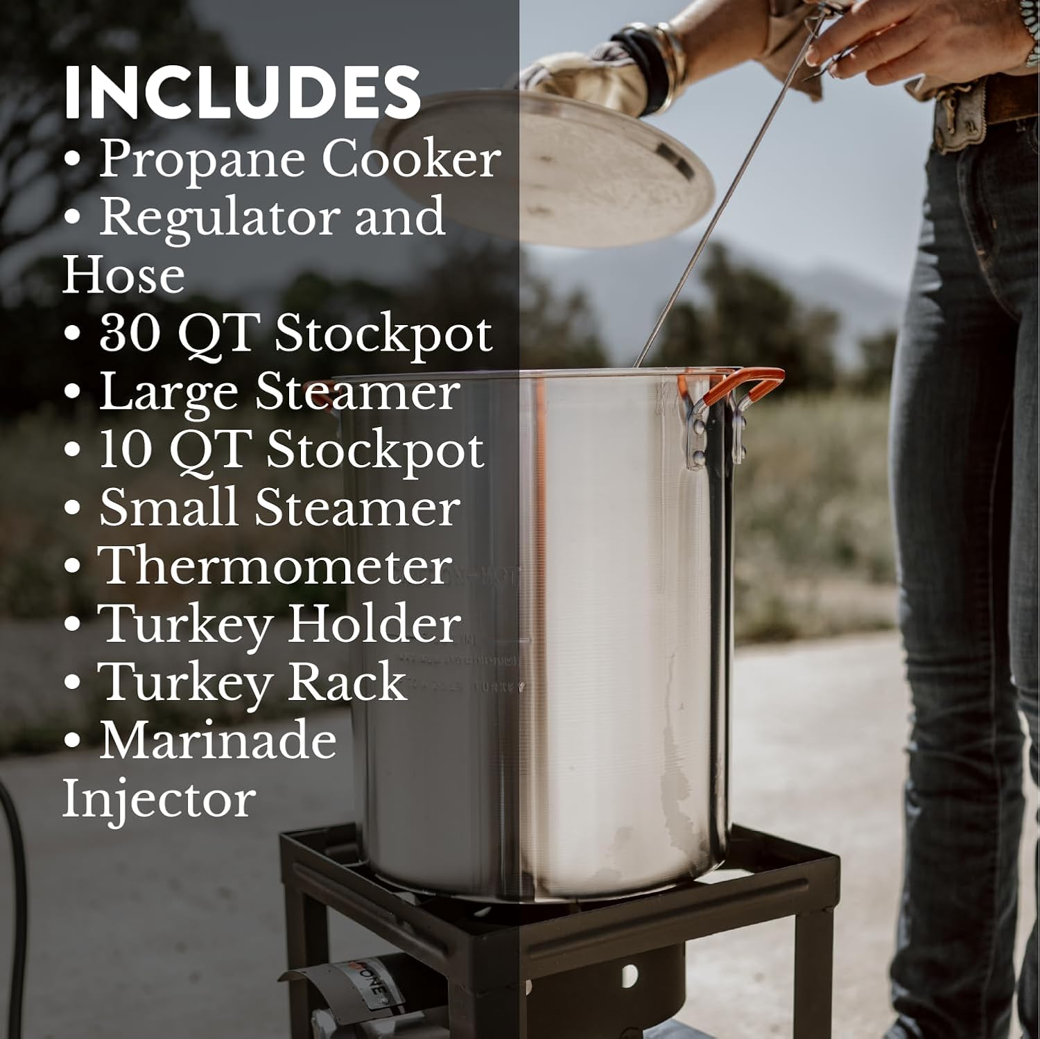 Bayou Classic Outdoor Propane Cooker Set with 30 qt Turkey Fryer and 10 qt Fish Fryer (Silver, 2-Pot Set) sfscp