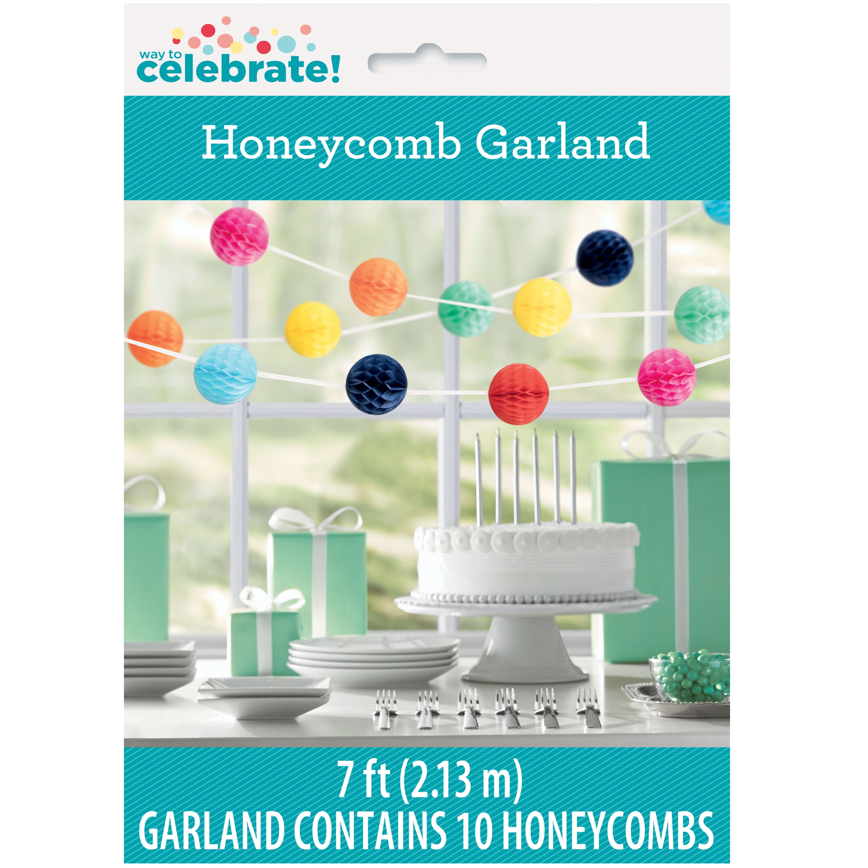 Way To Celebrate Multicolor Honeycomb Ball Garland (Multicolor, 7 ft) 4asca