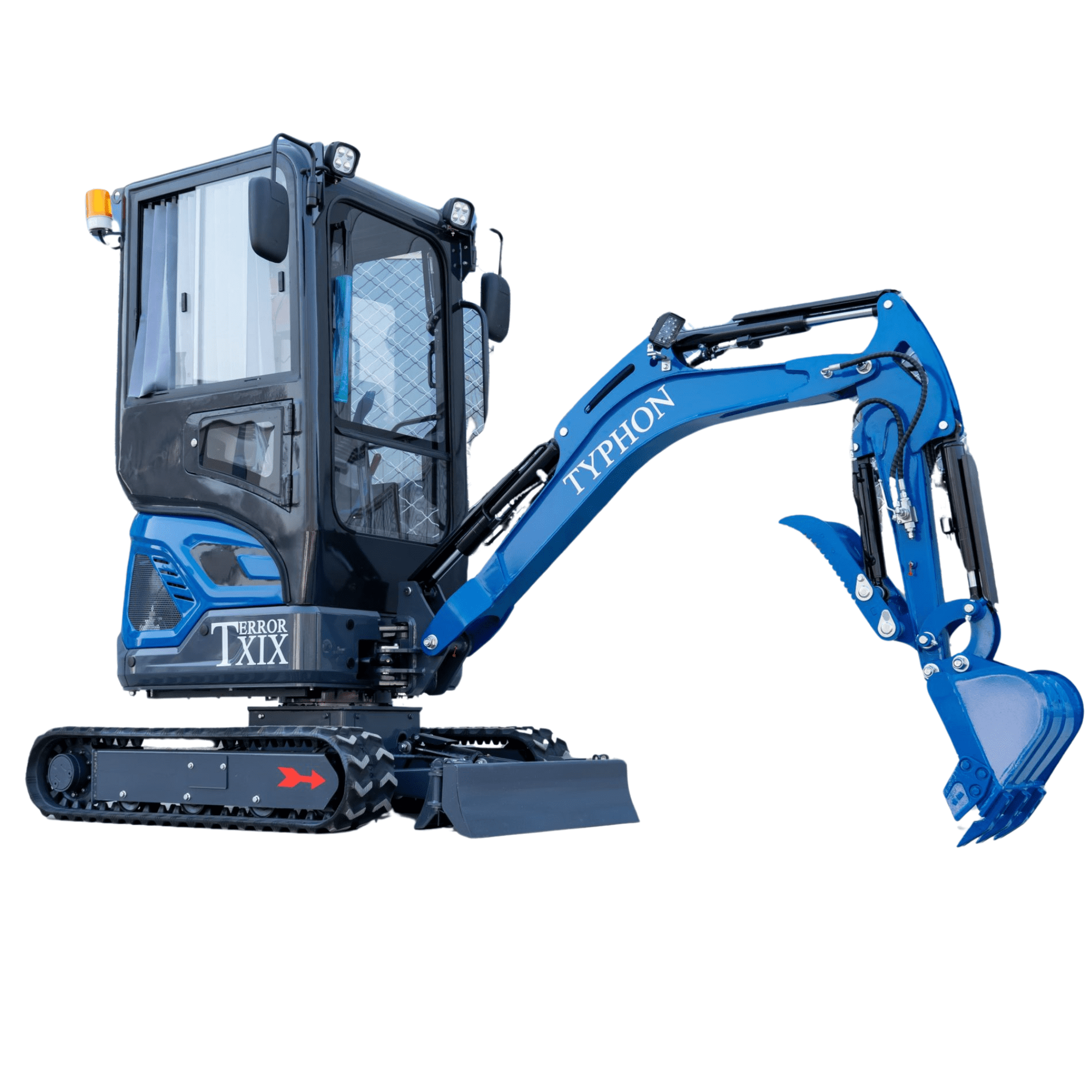 TYPHON Terror XIX Prestige Mini Excavator, Kubota D902 Engine, Retractable Tracks, A/C Cabin (Blue, 4200 lb) z1gue