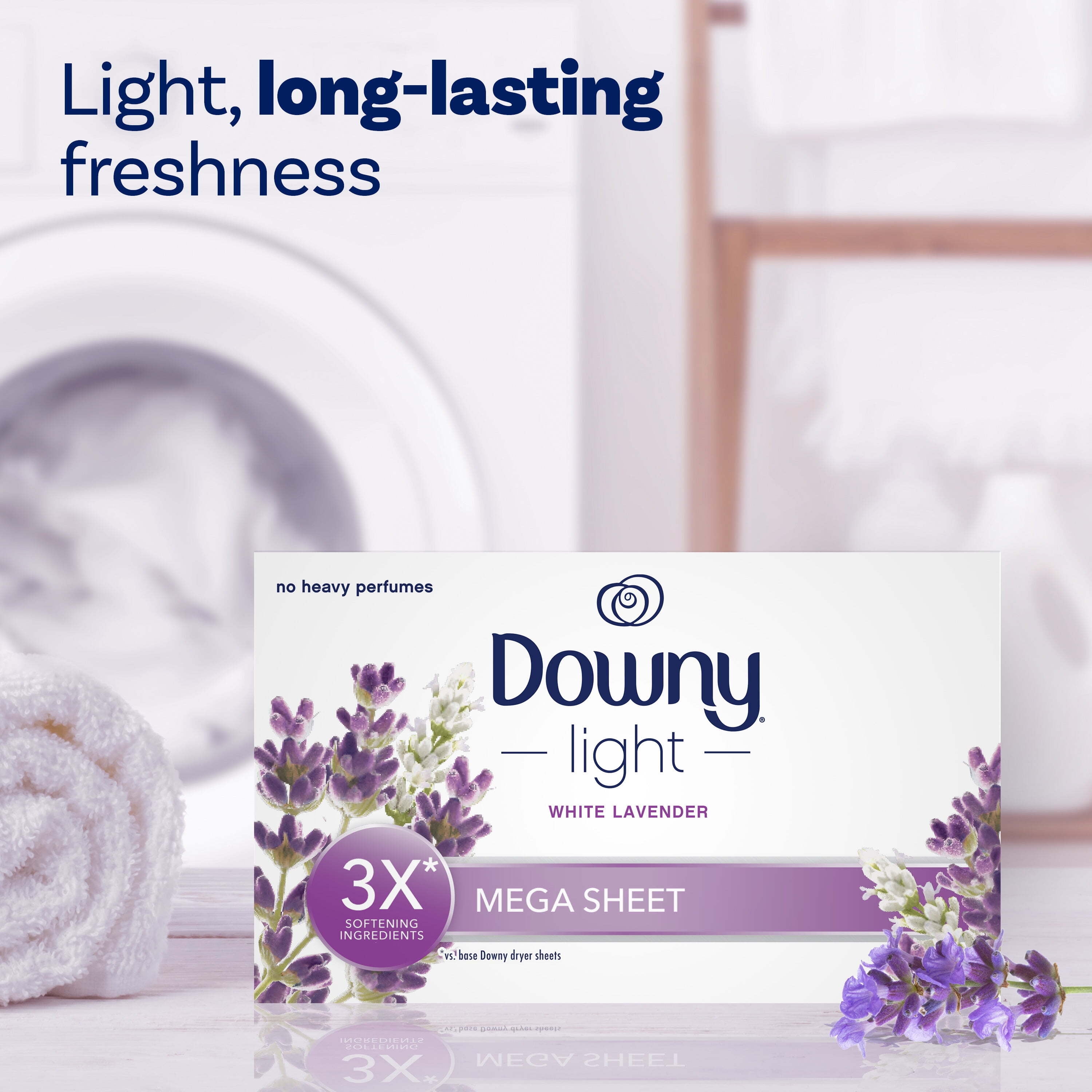 Downy Light Mega Dryer Sheets, Fabric Softener with White Lavender Scent (White, 80 Count) q6yhh