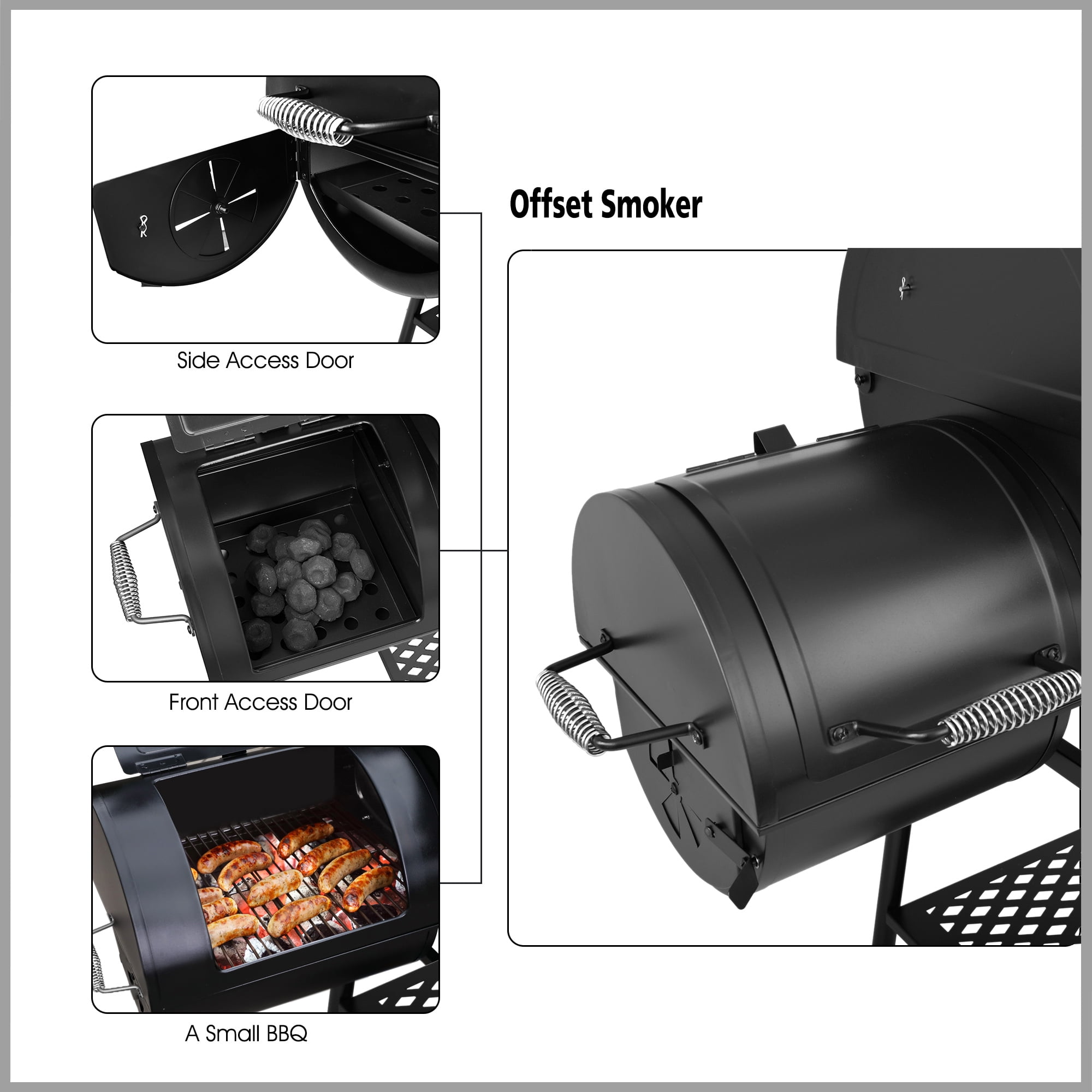 Royal Gourmet CC1830FC Charcoal Grill with Offset Smoker and Cover (Black, 855 sq in) sgff9