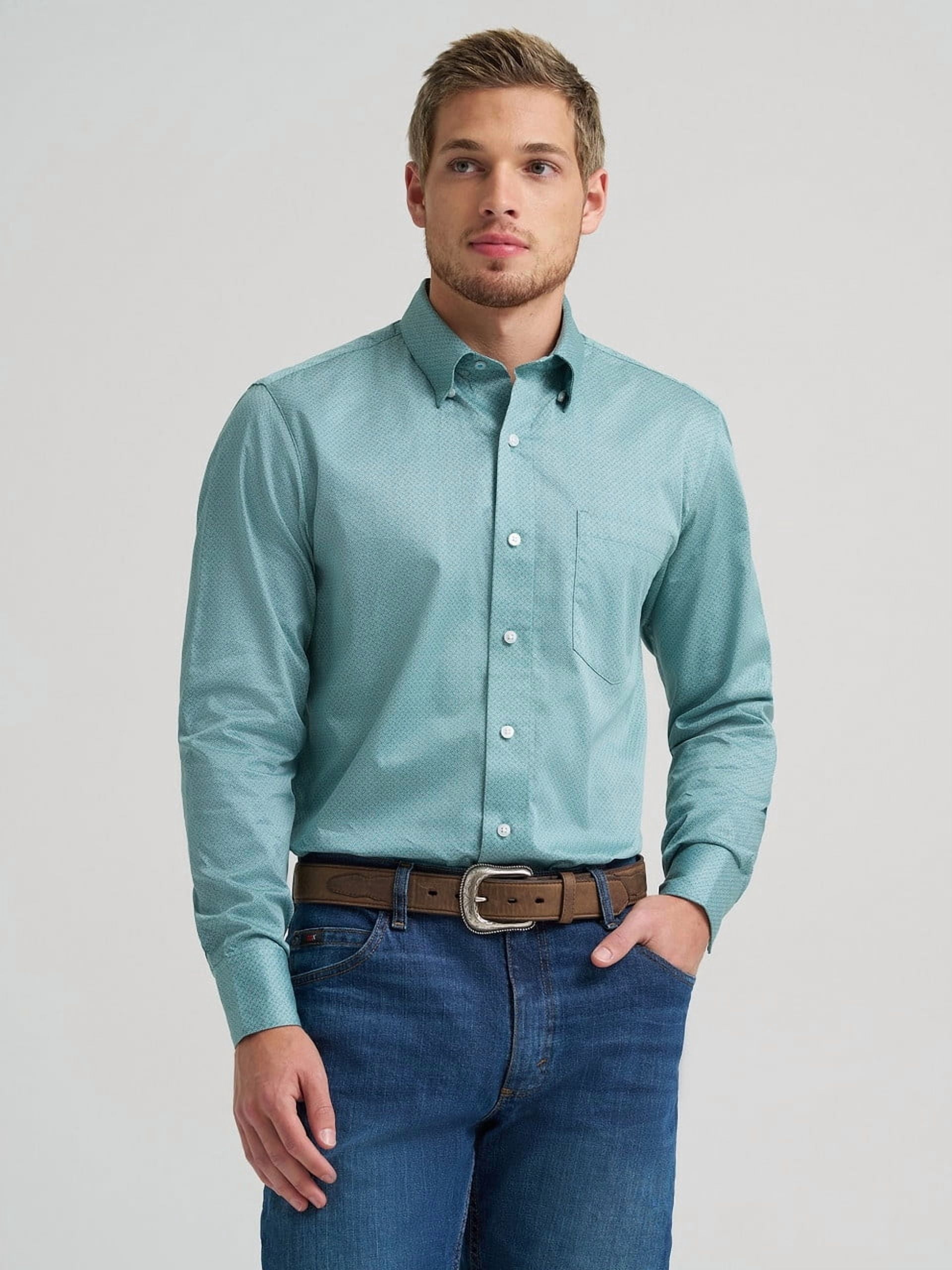 Wrangler Cody Johnson Western Shirt Men's Long Sleeve Button-Down Print (Green, XL) xk65n