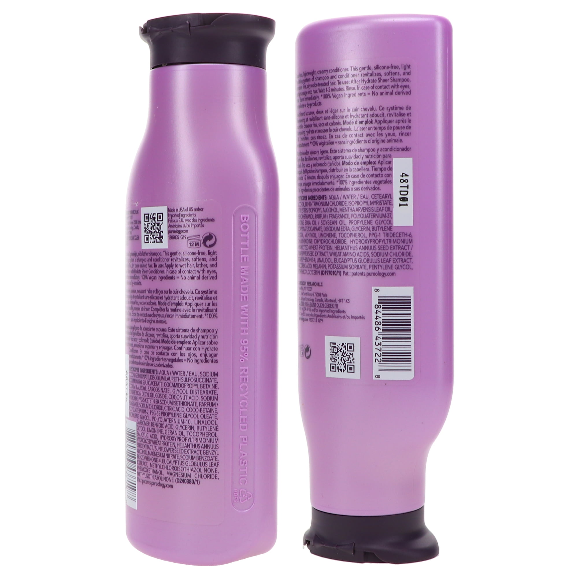 Pureology Hydrate Sheer Shampoo and Conditioner Set for Fine Color-Treated Hair (8.5 oz) cneyt