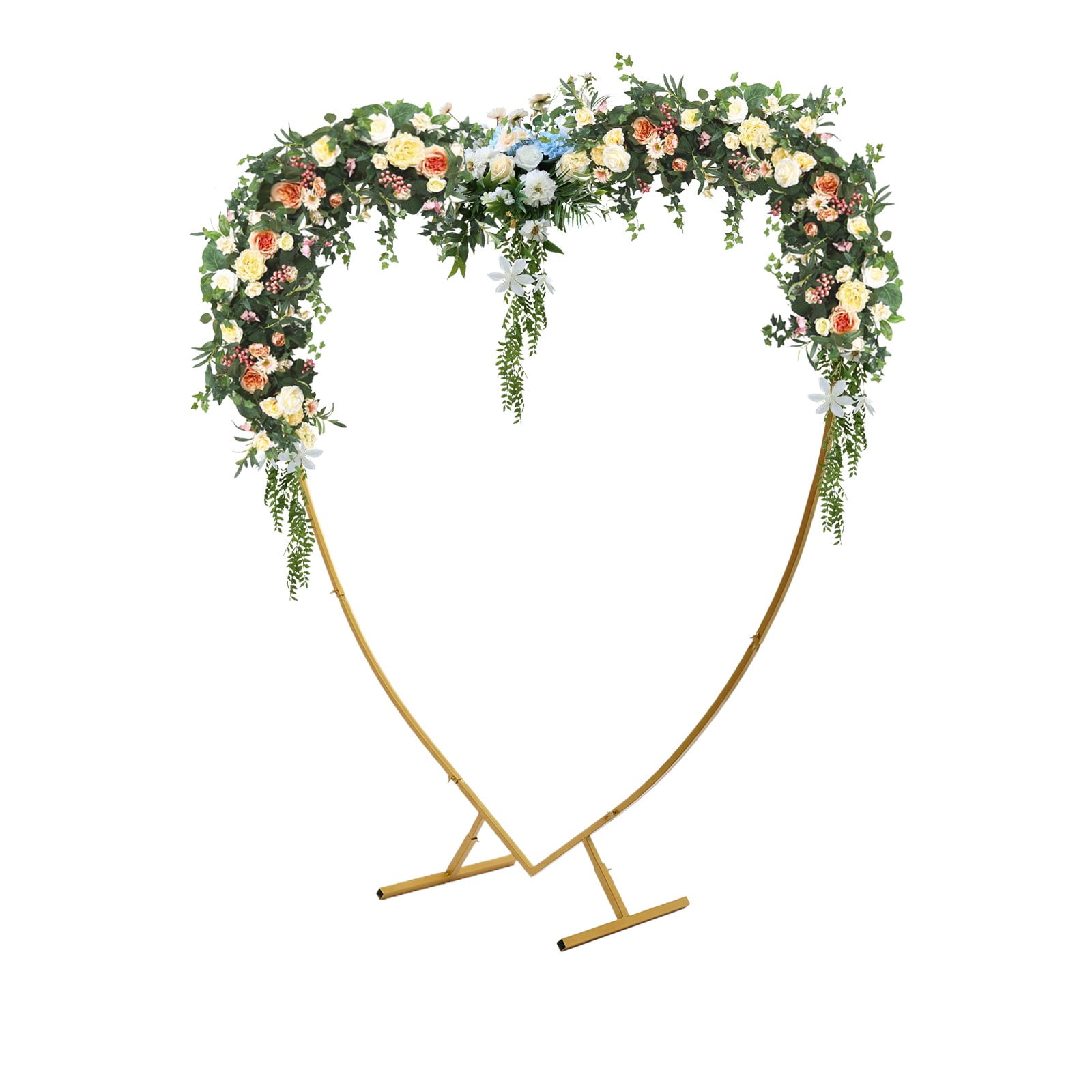 Miumaeov Heart-Shaped Wedding Arch Backdrop Stand, Heavy-Duty Metal Balloon Arch Frame for Ceremony and Party Decor (Gold, 6.89 ft) 7d12w