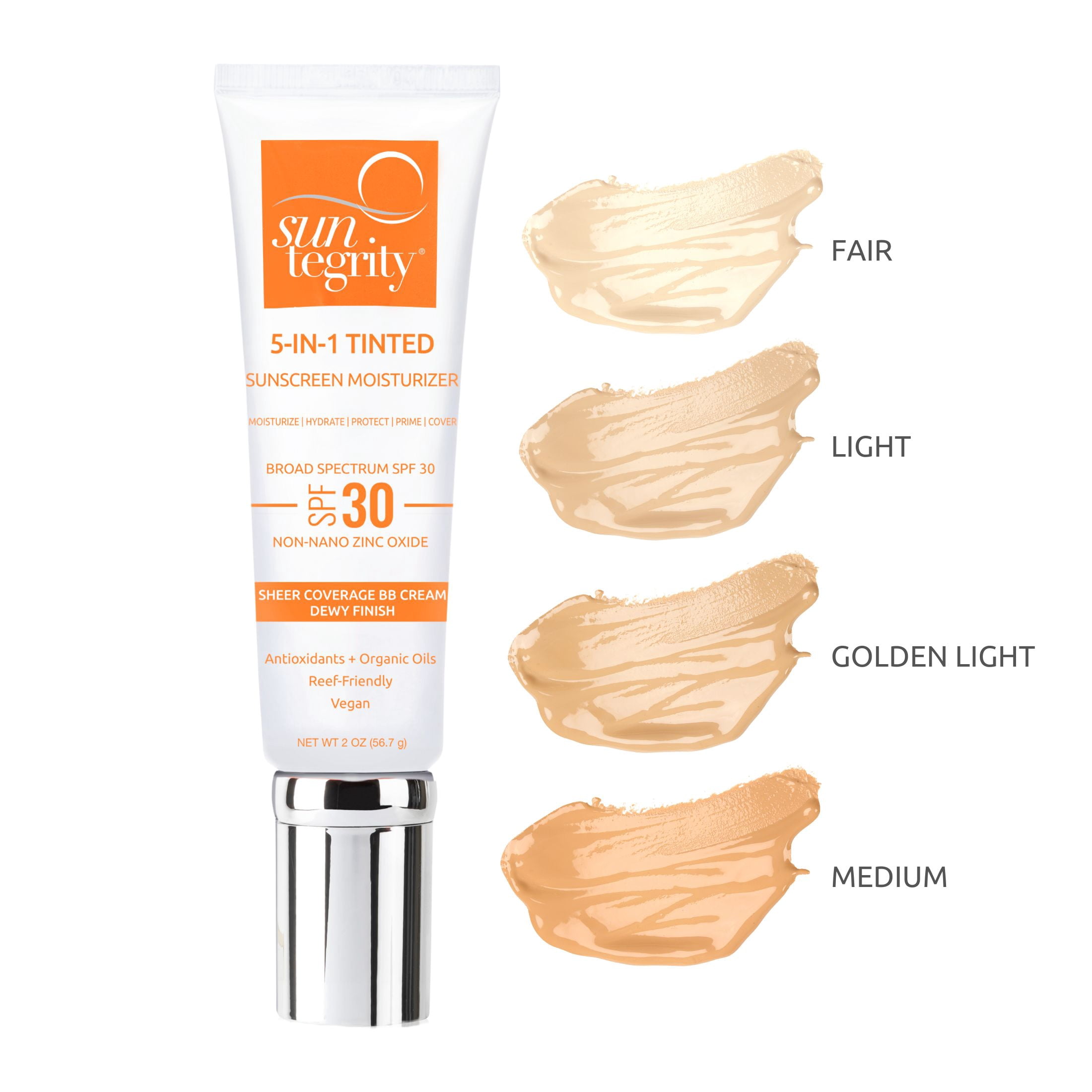 Suntegrity 5-in-1 Tinted Sunscreen Moisturizer Broad Spectrum SPF 30 (Light, 1.95 fl oz) b23s8