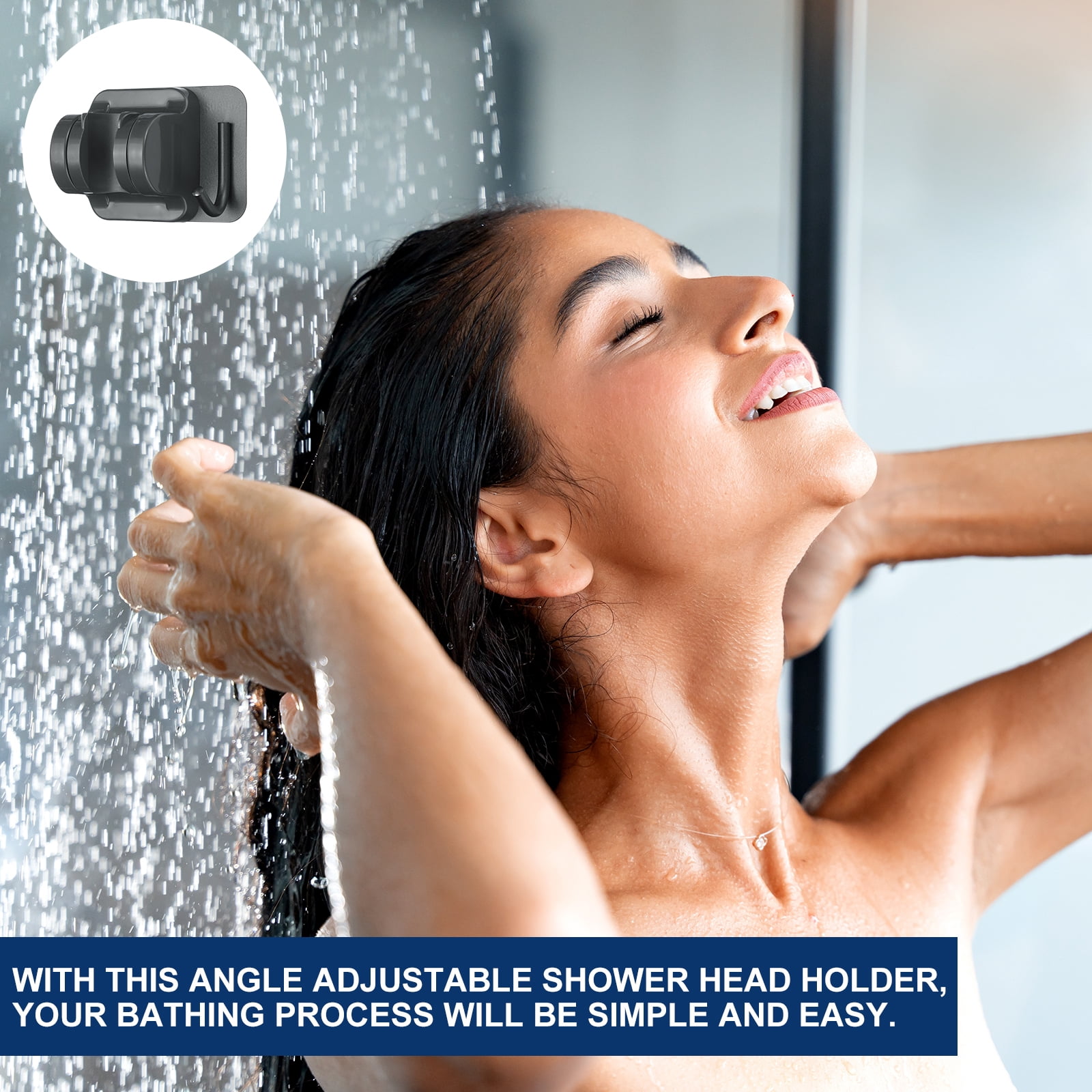 Uxcell Shower Head Holder with Hook Adhesive Wall Mount (Grey, 3.1 x 2.6 x 2.1 in) knlof