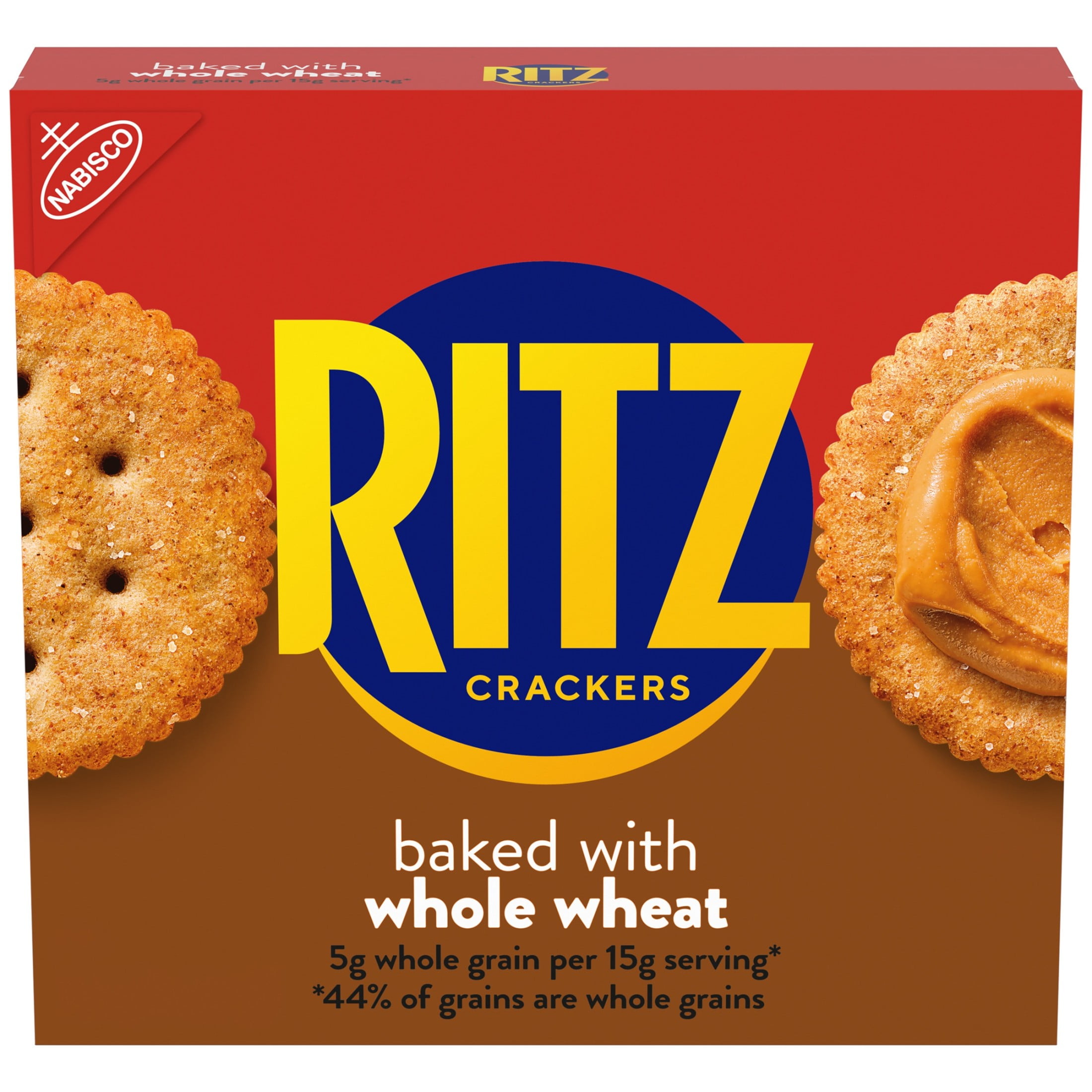 RITZ Whole Wheat Crackers, Crispy Baked Snack Crackers for Appetizers and Lunch (3 Pack, 12.9 oz) ckir5
