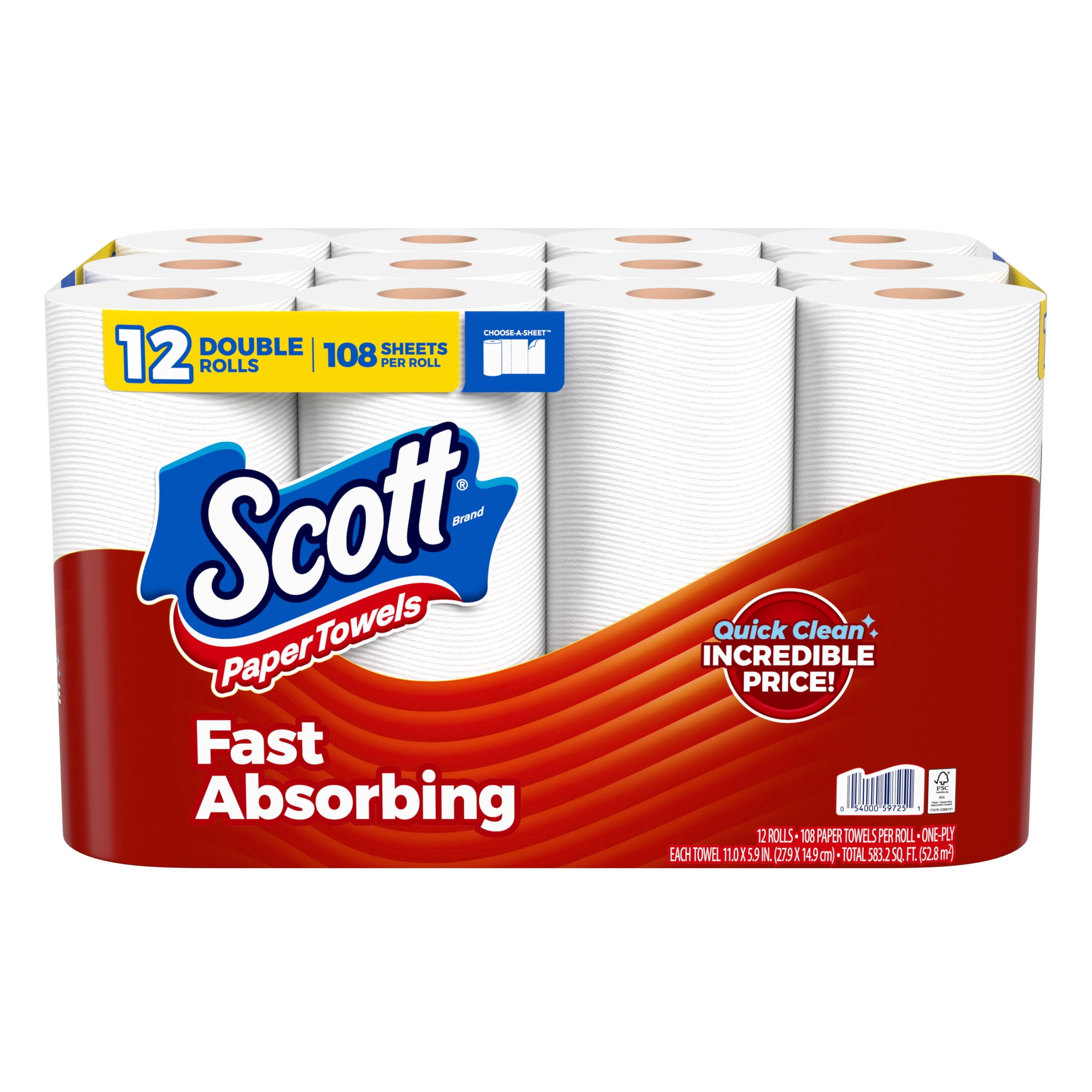 Scott Choose-A-Sheet Paper Towels (White, 12 Double Rolls) se0hc