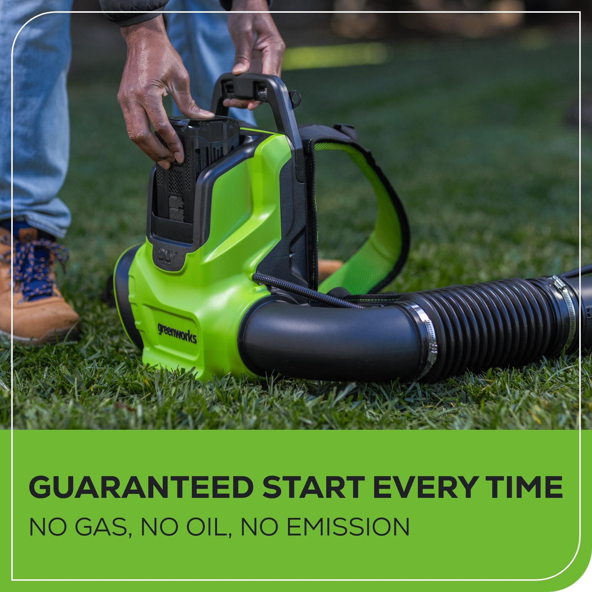 Greenworks 80V 750 CFM Cordless Backpack Leaf Blower with 4.0Ah Battery and Rapid Charger ya32f