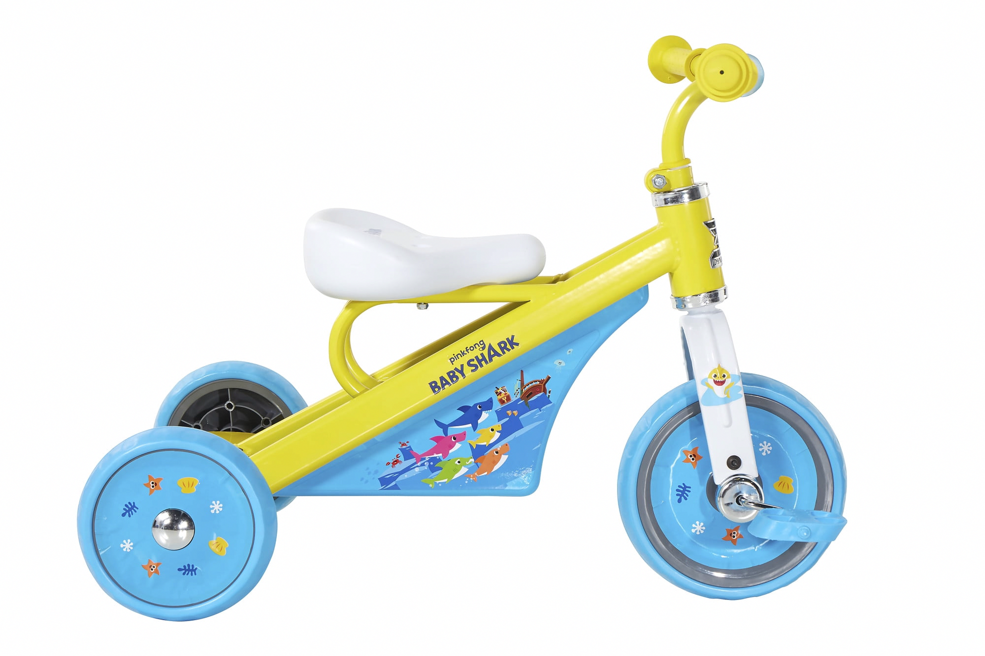 Baby Shark 10 in Toddler Tricycle with Sturdy Steel Frame (Yellow, 10 in) l15cb