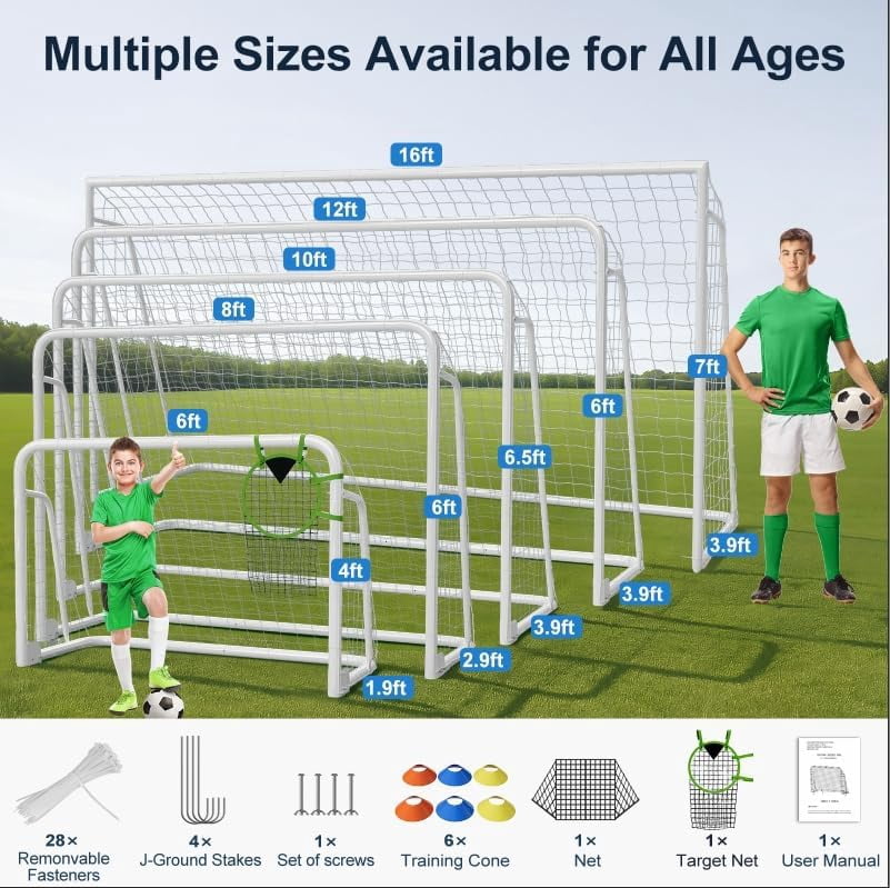 Slsy Foldable Soccer Goal for Backyard Training (Silver, 12x6 ft) p0sm4
