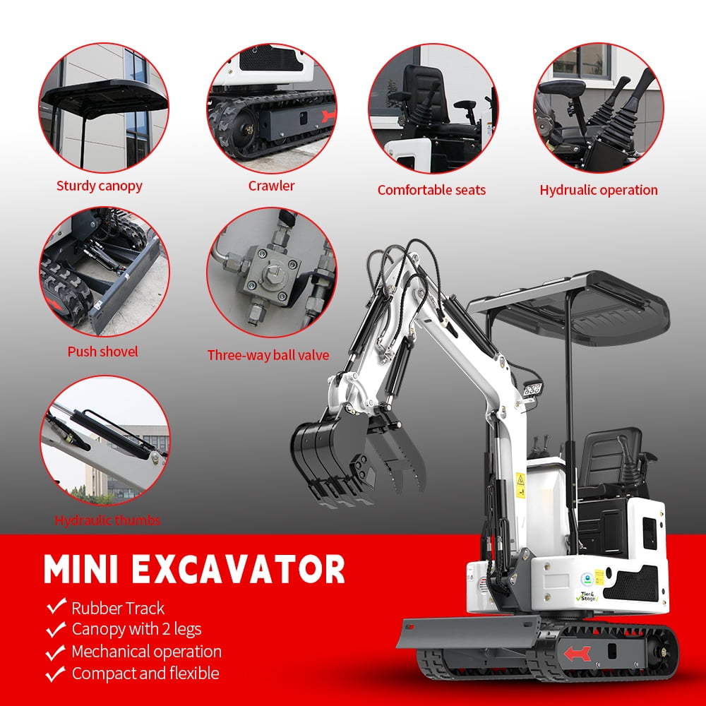 MachPro 1.2 Ton Mini Excavator with B&S Gasoline Engine and Toothless Bucket (88.82 x 36.1 x 87.2 in) 0morh