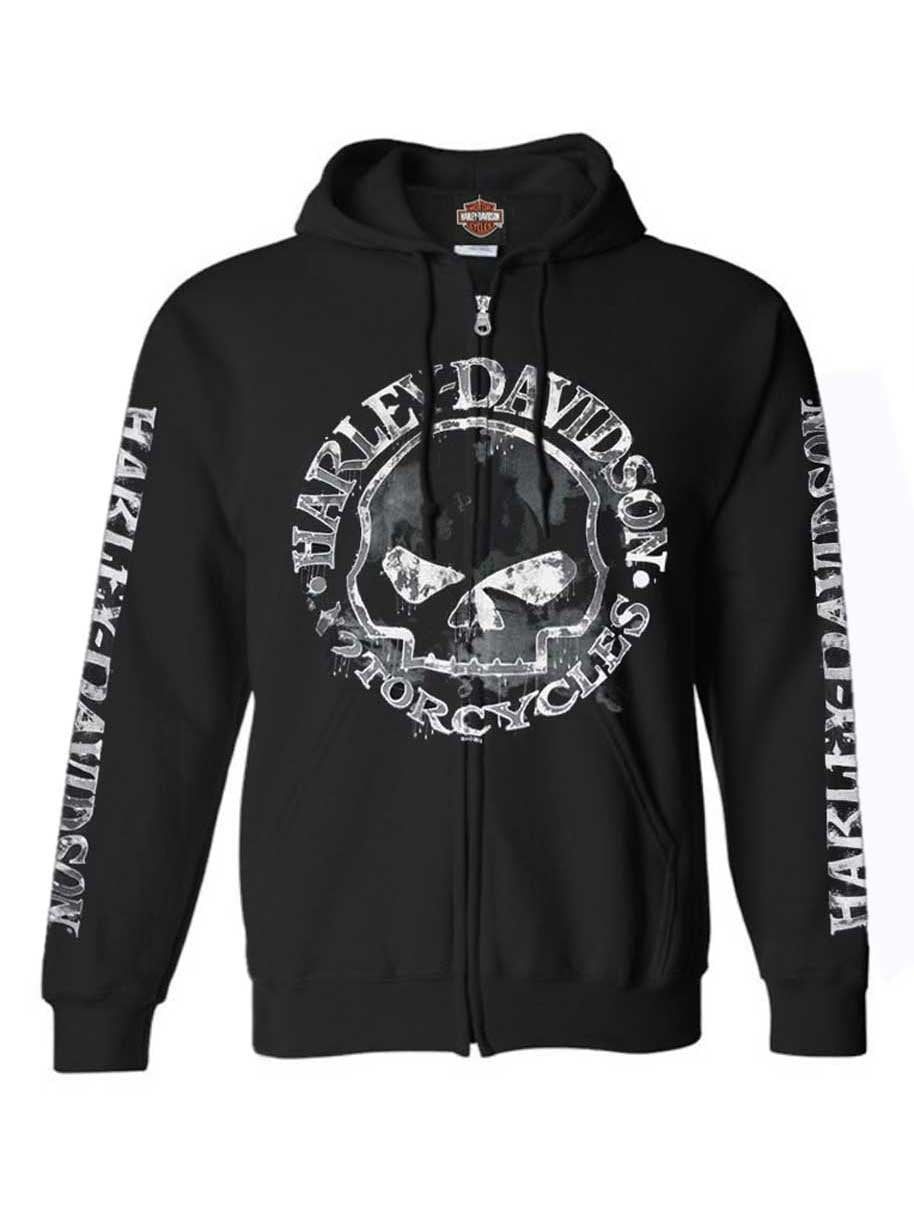 Harley-Davidson Men's Willie G Skull Full-Zip Hooded Sweatshirt (Black, XXXL) s9kq4