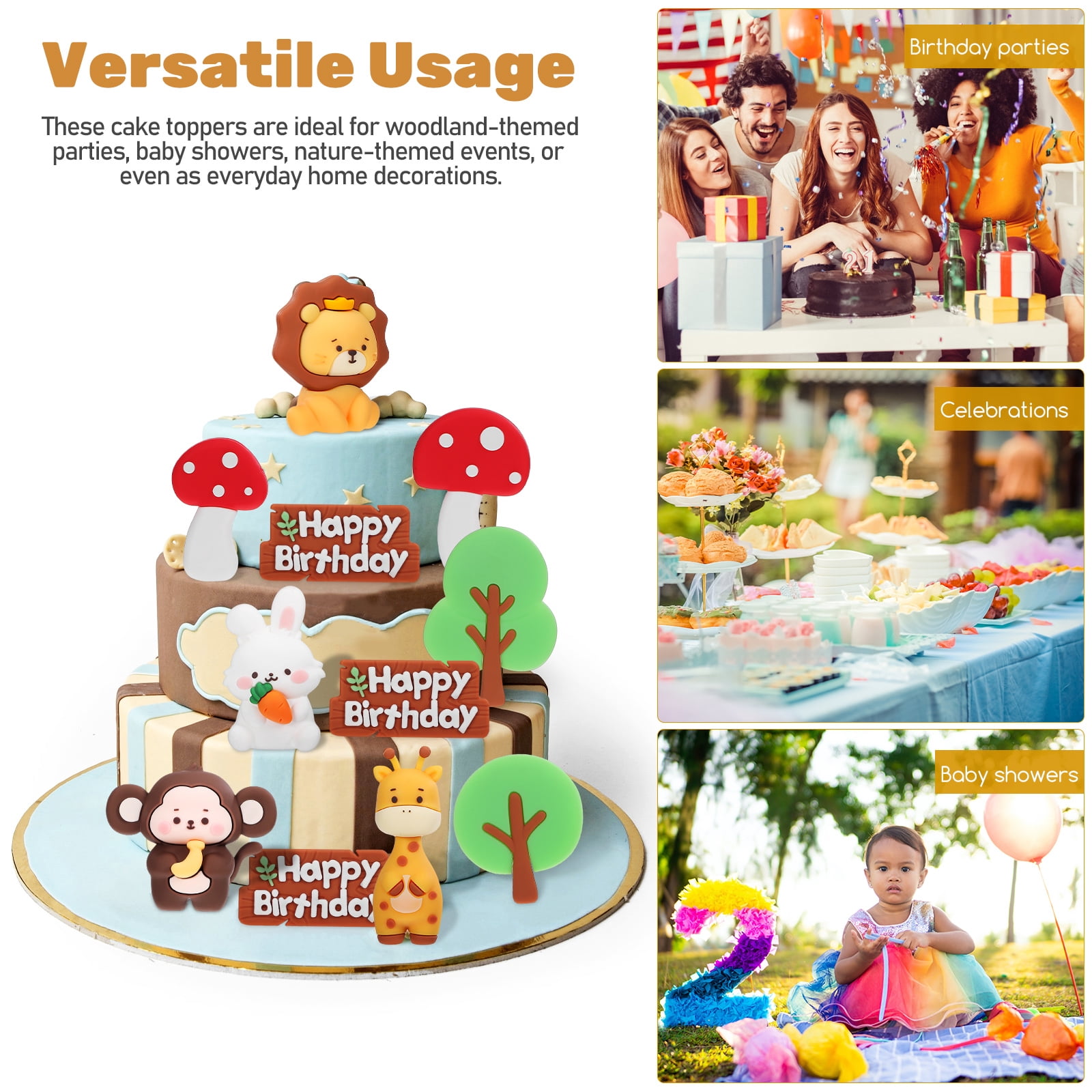 Oraceous Jungle Animal Figurines Cake Toppers Set for Birthday Party and Baby Shower (Multi-Color, 1 Pack) rns3h