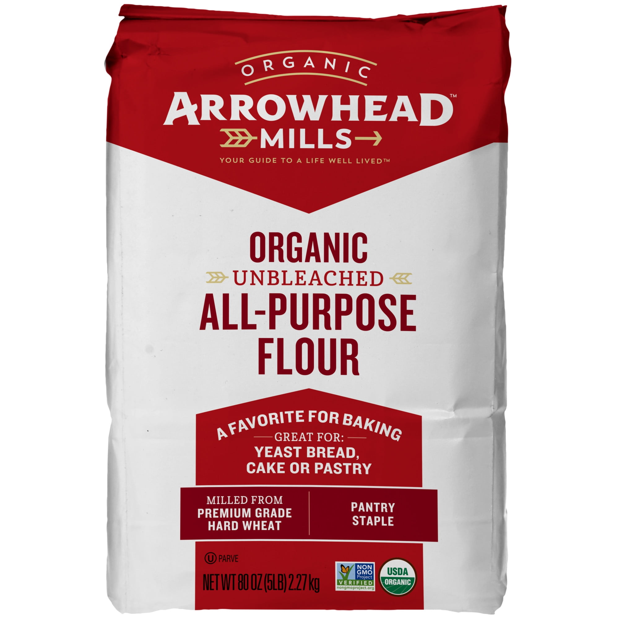 Arrowhead Mills Organic All Purpose Flour, Unbleached Baking Ingredient (5 lb) csw21