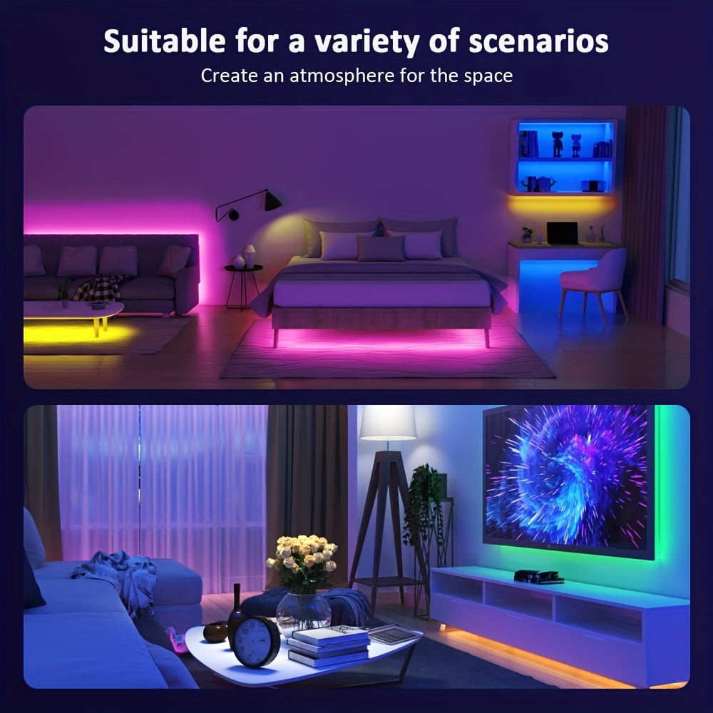 DAYBETTER LED Strip Lights, Music Sync RGB Color Changing Lights with APP and Remote Control (Multicolor, 100 ft) r7p78