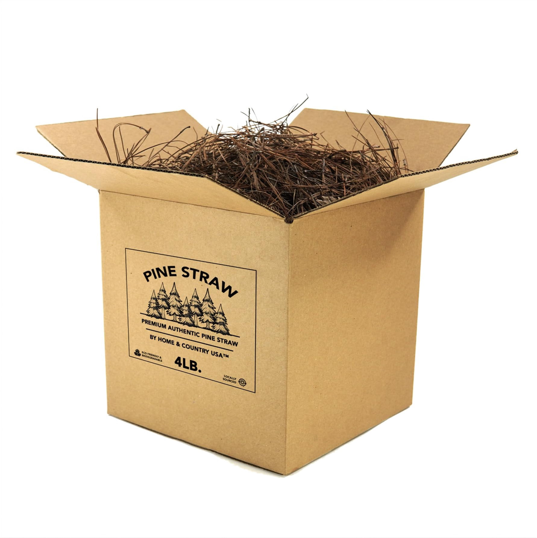 Home and Country USA Premium Pine Straw Mulch for Landscaping and Gardening (Natural Brown, 4 lb) tf0rb
