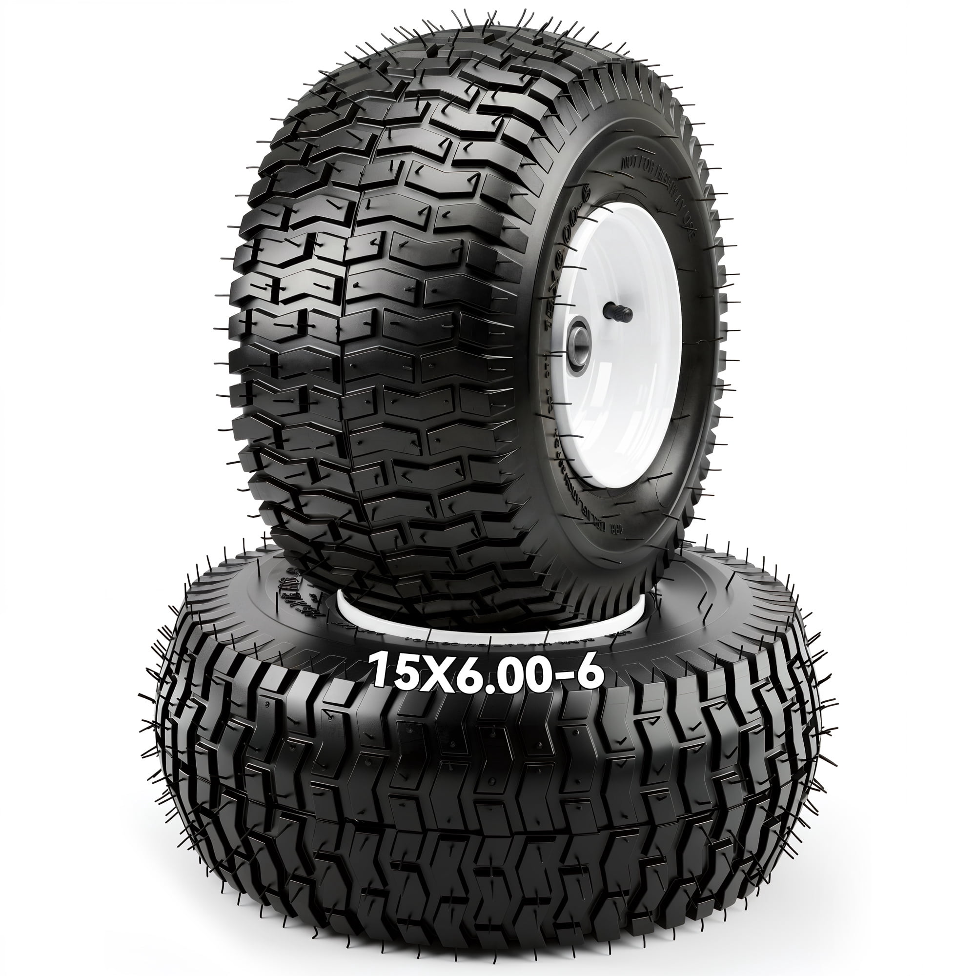 Dextrus 15x6.00-6 Lawn Mower Tire and Wheel Assembly (4-Ply Pneumatic, 3 in Centered Hub, 3/4 in Bearings, Set of 2) pggvs