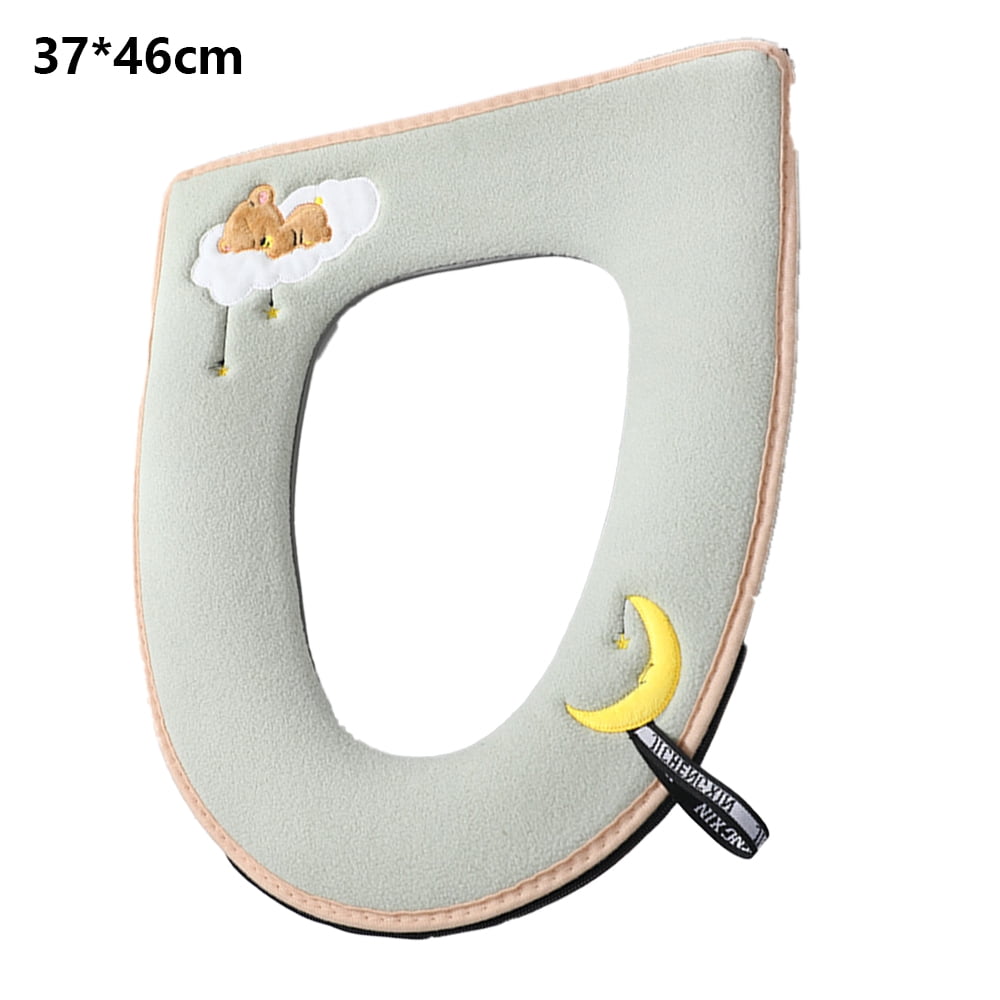 ENTASSER Washable Toilet Seat Cover (Soft Cotton, Zippered, Green, 17 in x 14.5 in) izukg