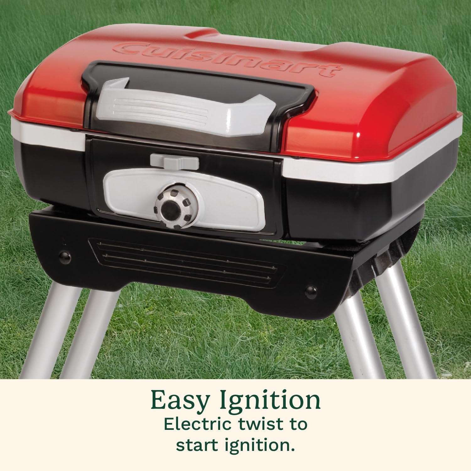 Cuisinart CGG-180 Petite Gourmet Portable Gas Grill with Versastand (Red, 150 sq in) hjofw