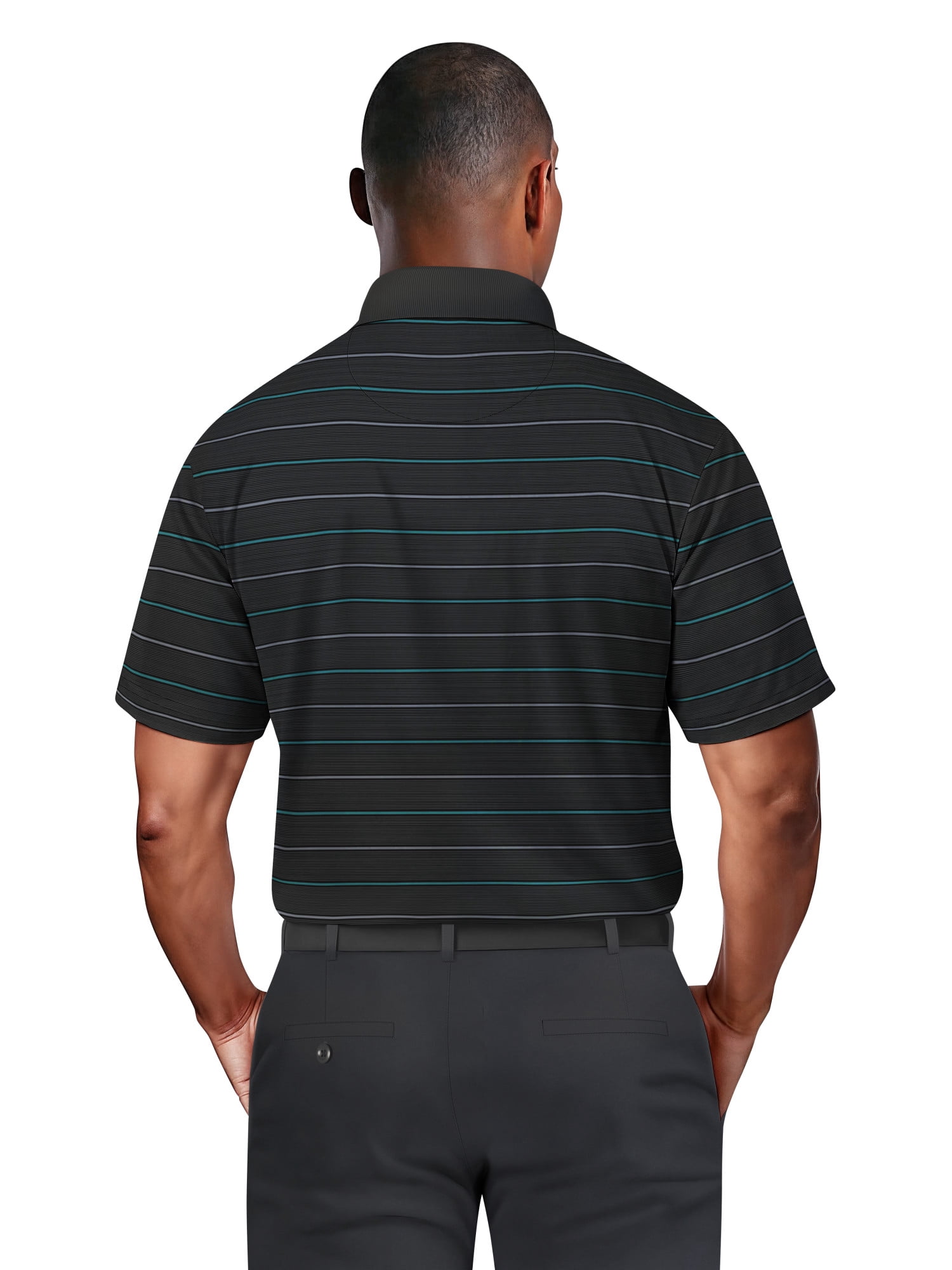 Ben Hogan Men's Performance Multi-Colored Stripe Short Sleeve Polo Shirt (Black, XL) v5jhh