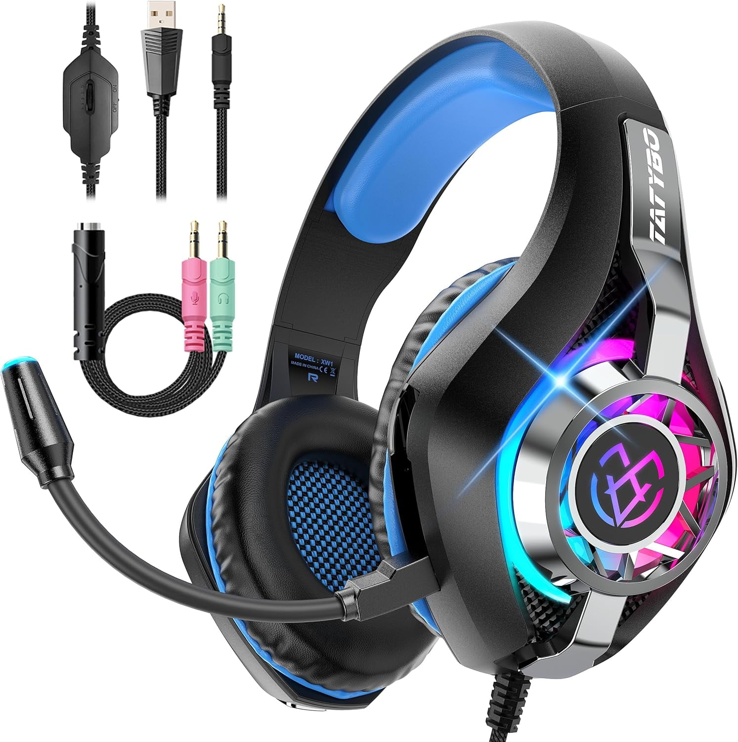Tatybo Gaming Headset with Noise Canceling Microphone and Surround Sound (Blue, 8 oz) bqmv9