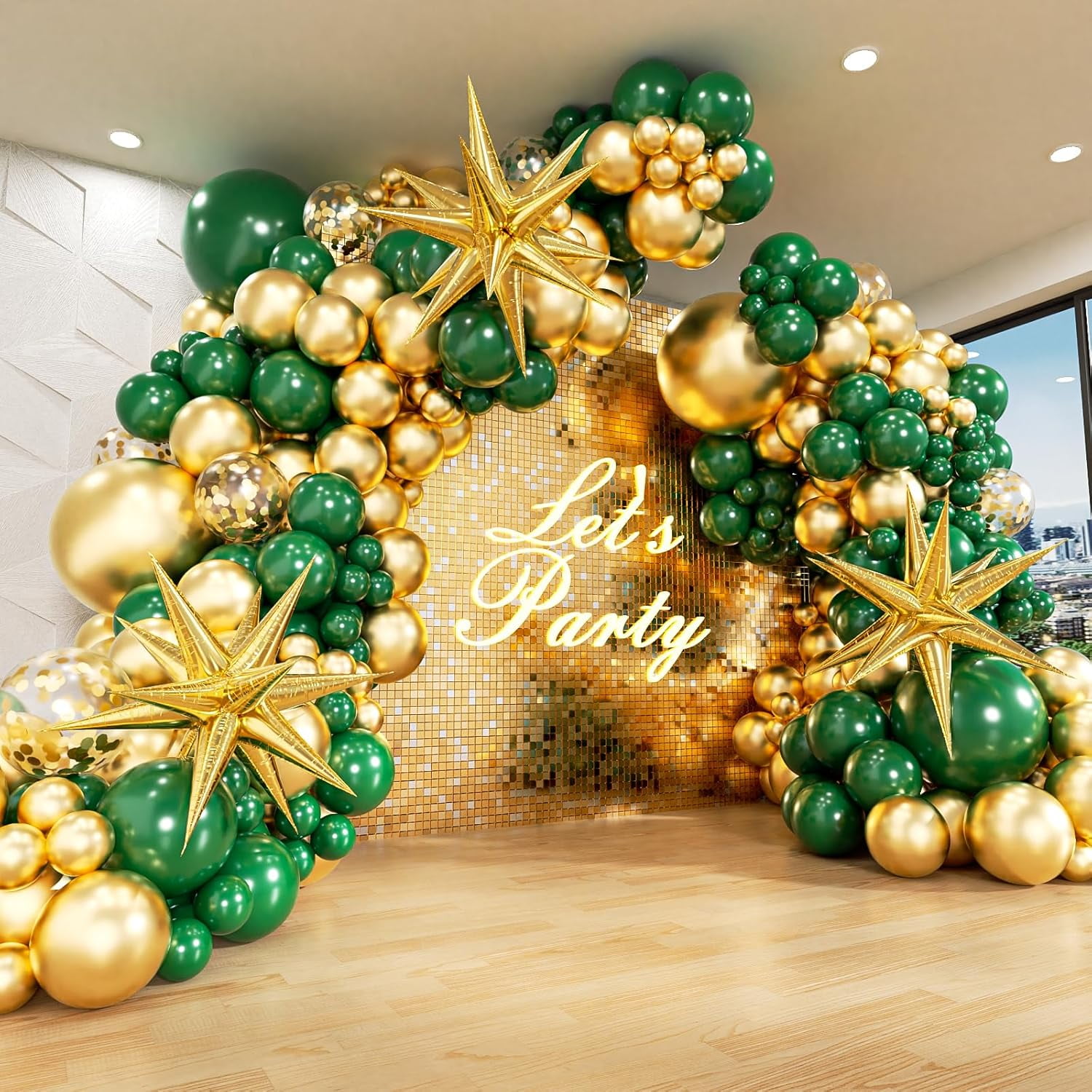 NeoMart Balloon Arch Kit (Emerald Green and Metallic Gold, 122 Pieces) ftt5z