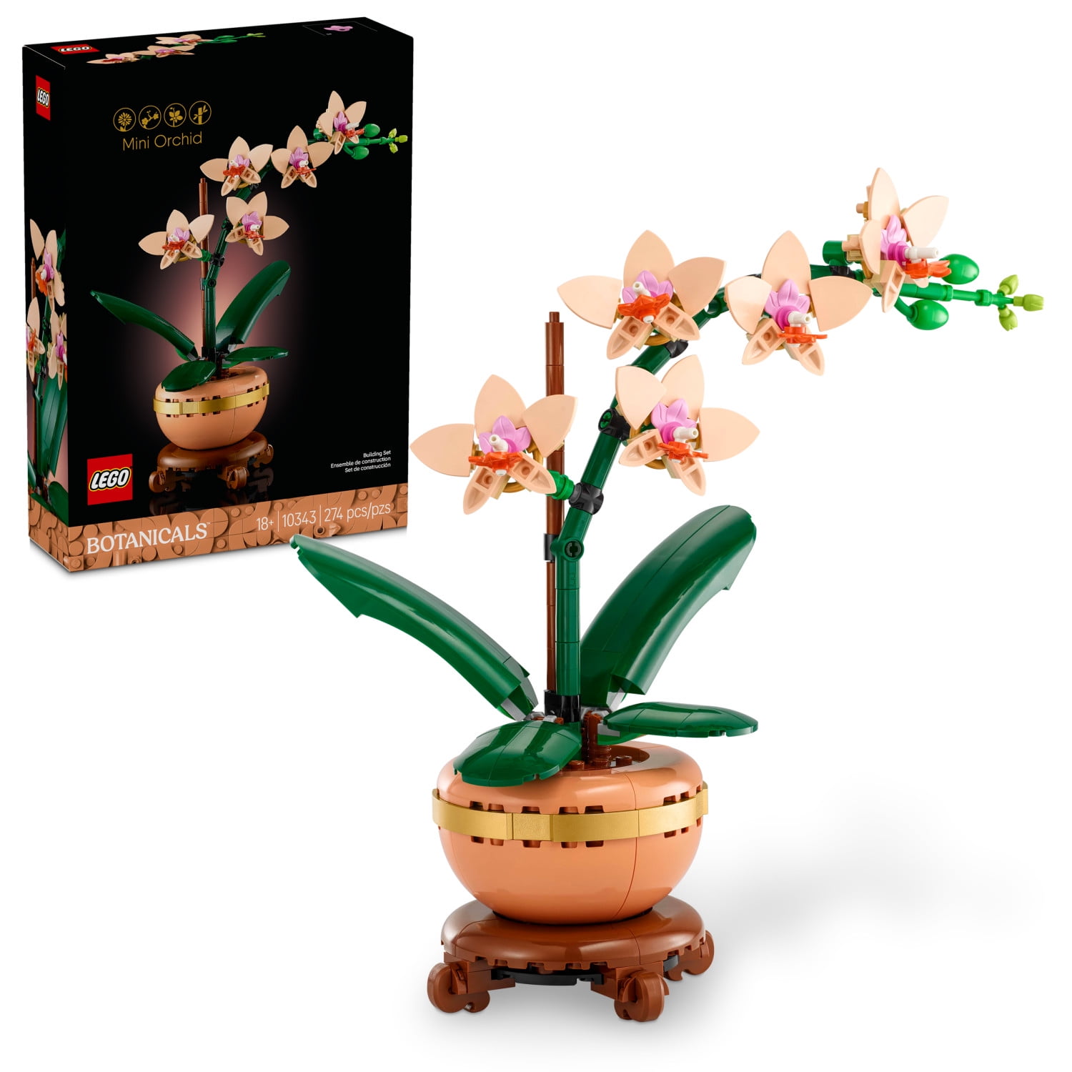 LEGO Botanicals Mini Orchid Building Set, Artificial Flower Plant Decor for Home and Office (274 Pieces, 10 in. Tall) b9x0p