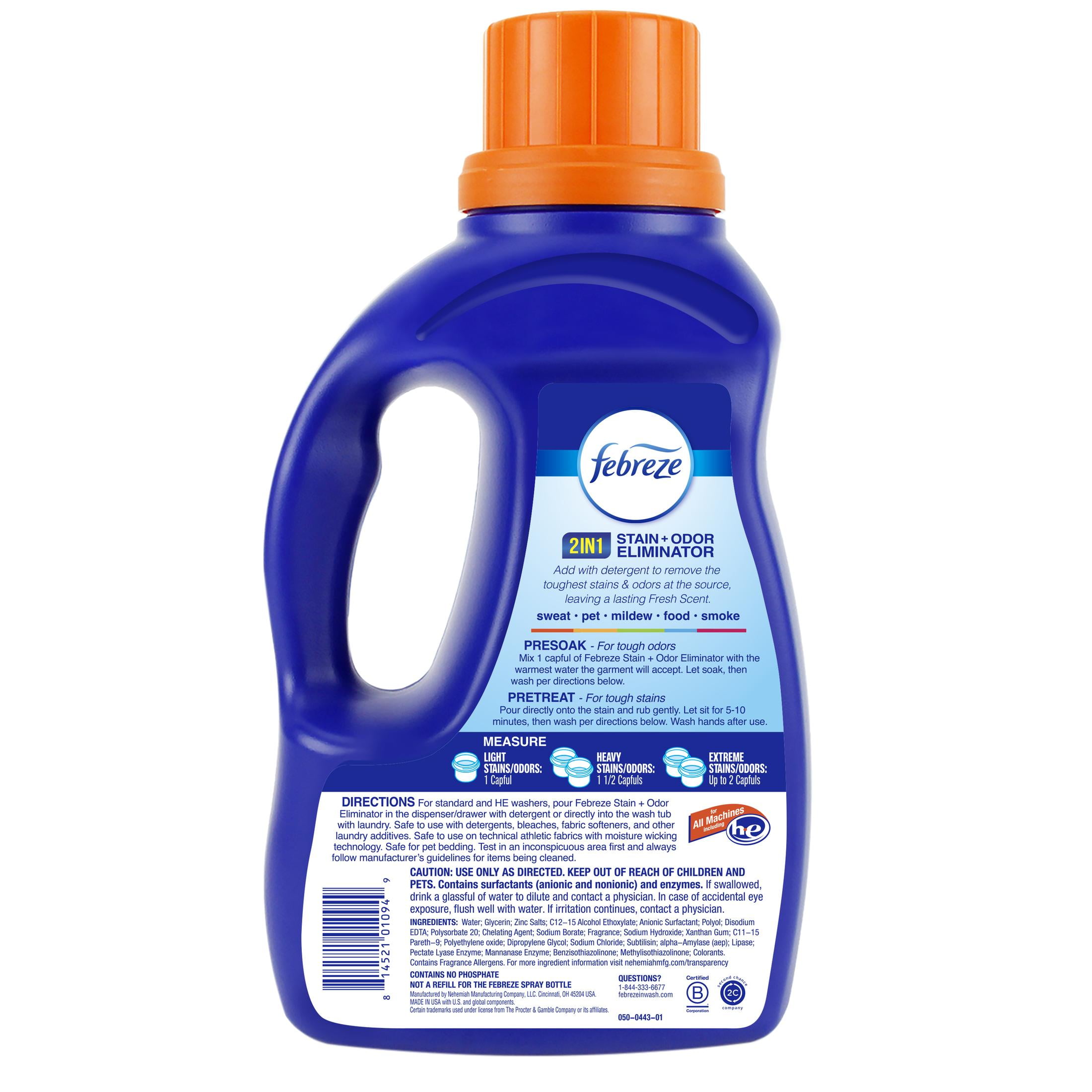 Febreze In-Wash Laundry Odor Eliminator and Stain Remover, Fresh Scent (50 fl oz) u6h5v