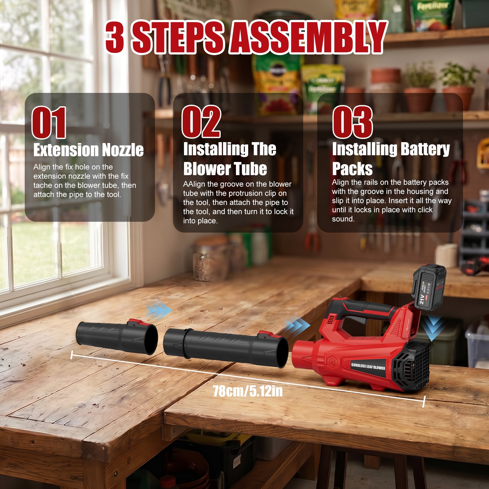 IAMSTECH Cordless Leaf Blower, 930 CFM Electric Power Sweeper with 6 Speed Settings (21V 4.5Ah, 7.5 lb) l22gk