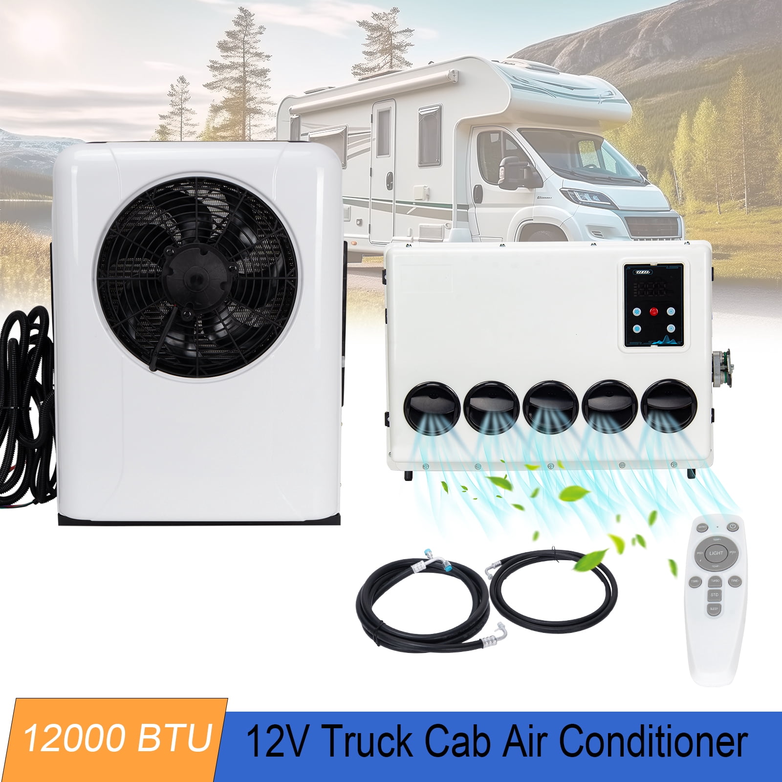 Jrswin 12V 12000BTU Split Air Conditioner for Semi Trucks RVs and Motorhomes (White) x5vtl
