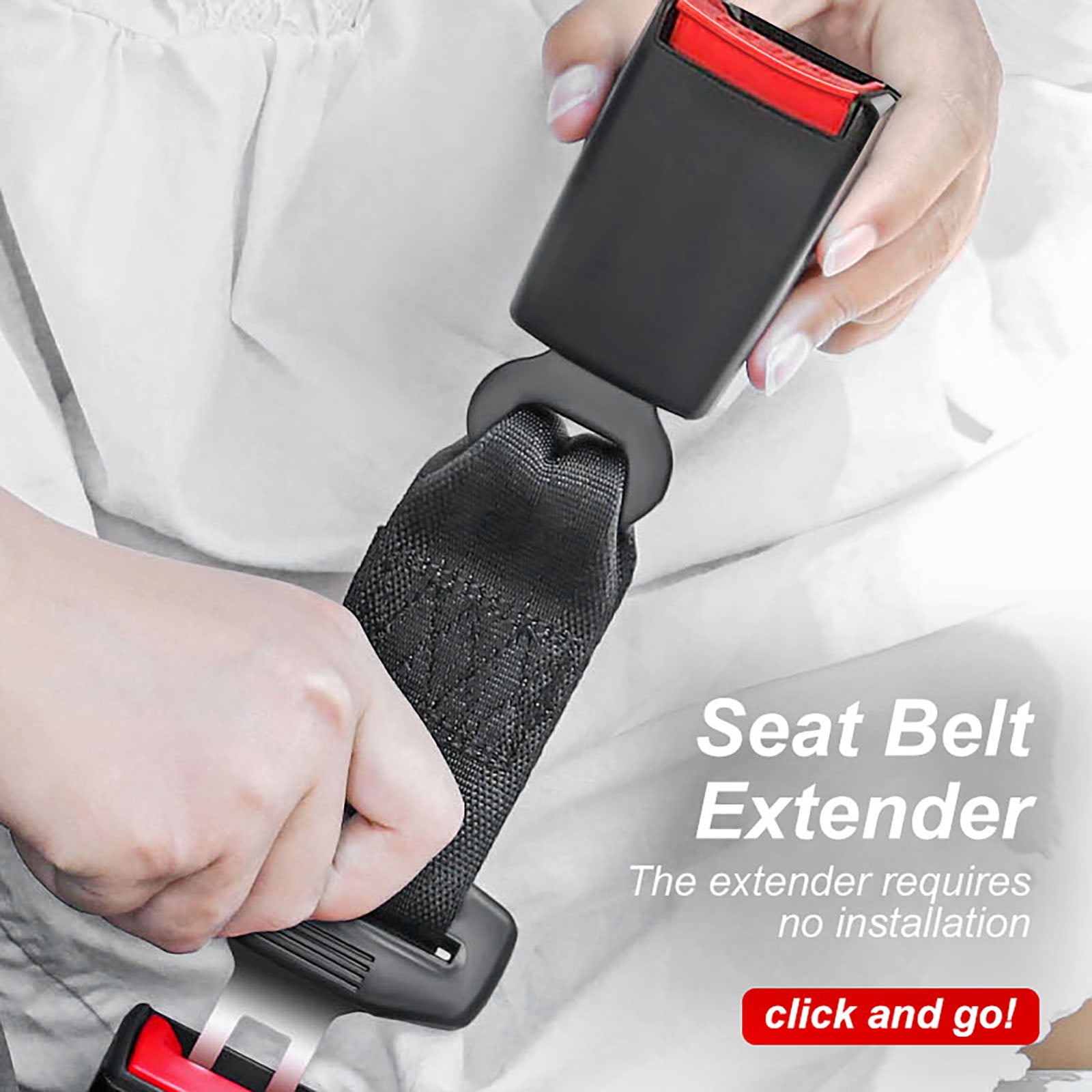 PHANCIR Seat Belt Extender for Cars, Universal Buckle Extension, Durable Stainless Steel (Black, 2 Pack, 10.2 in) ochnx