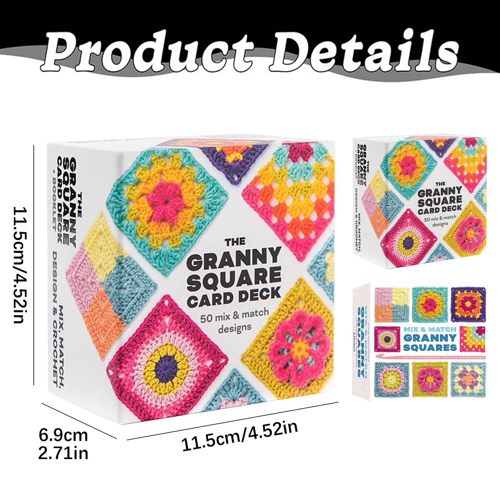 Betiyuaoe Granny Square Crochet Pattern Card Kit (50 Designs, Mix and Match Guide) 0ny0t