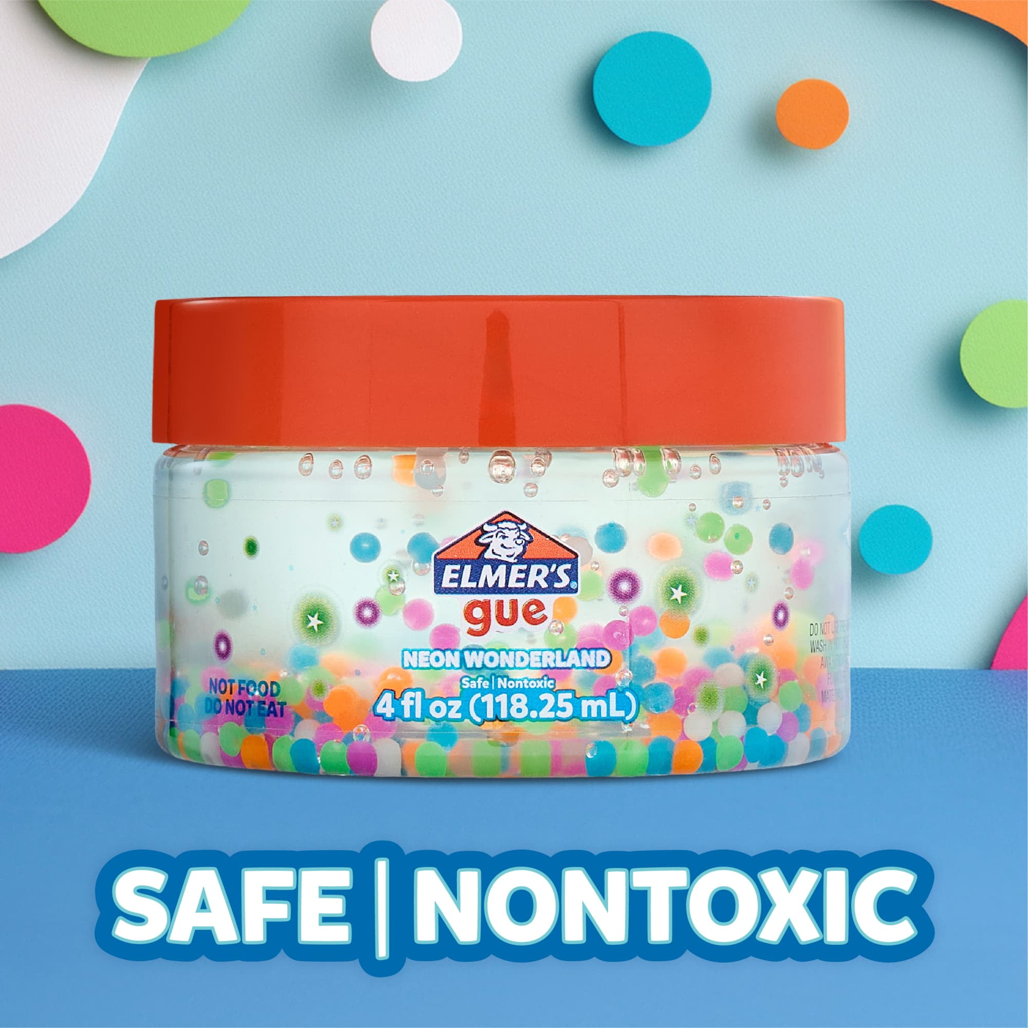 Elmer's Gue Premade Slime, Neon Wonderland Crunchy Slime with Glow-in-the-Dark Mix-Ins (Clear, 4 oz) yzv8q