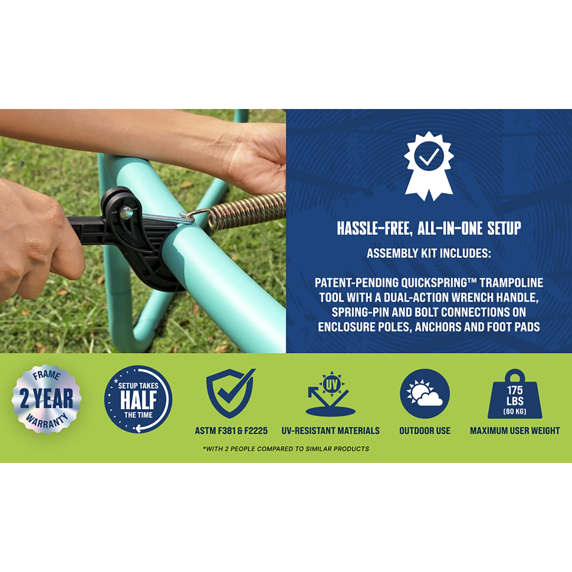 Bestway Xtreme Air Trampoline with Enclosure Net and Padded Poles (Green, 8 ft) ku3mj