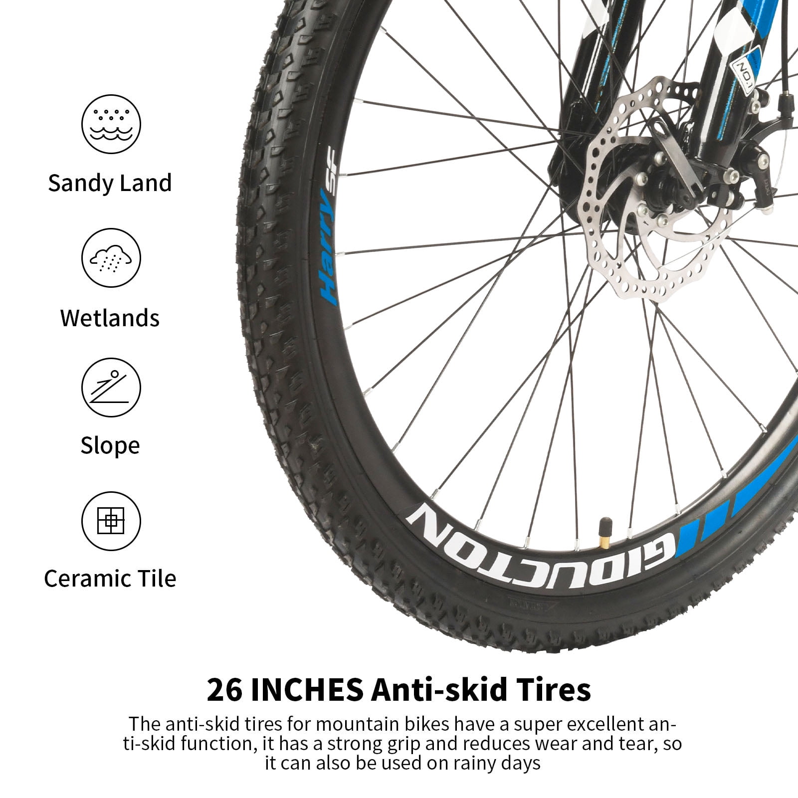 Eurobike 26 in Full Suspension Folding Mountain Bike, 21-Speed, 17 in Foldable Frame (Blue) 0rzmh
